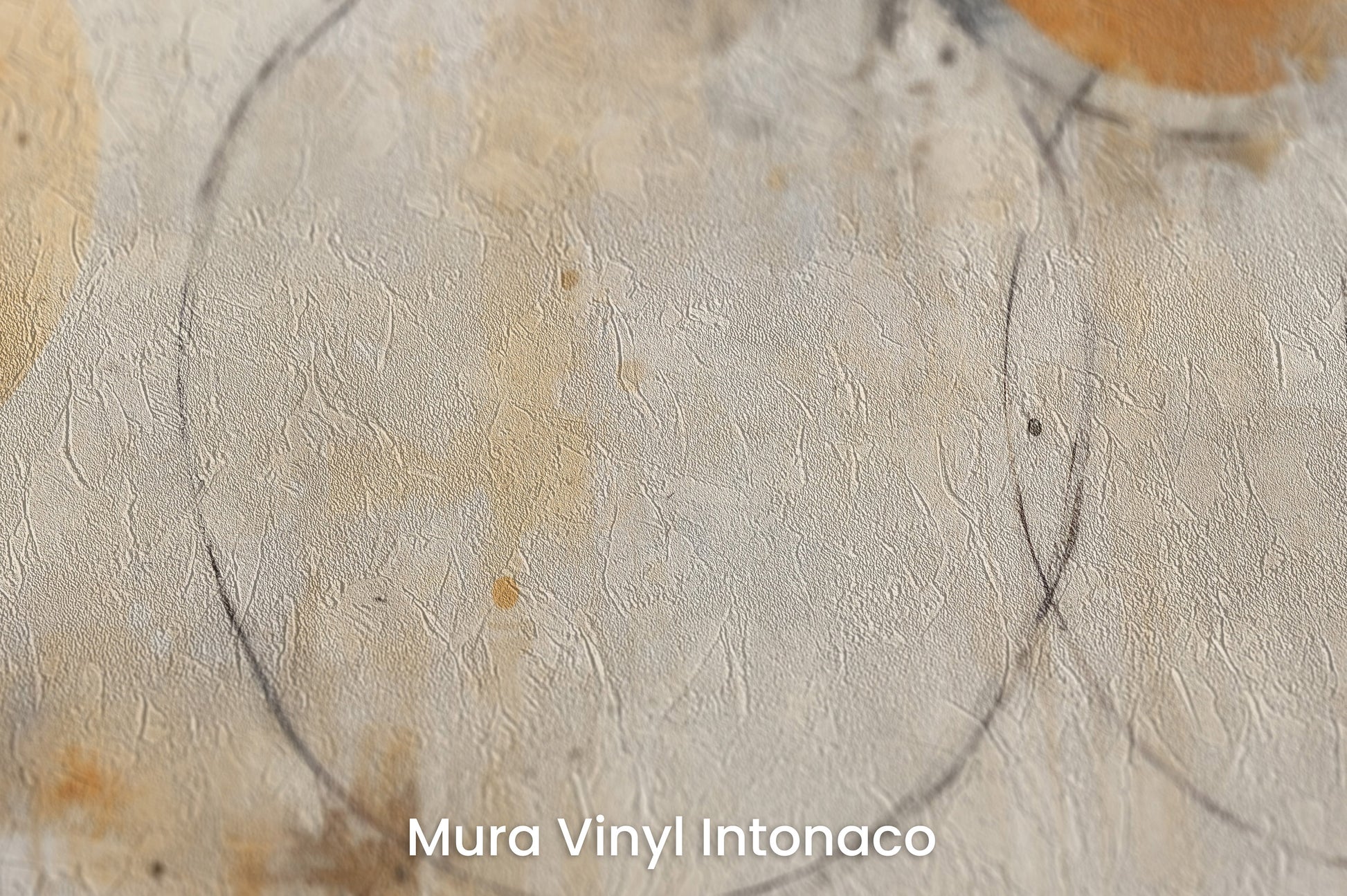 Zbliżenie na artystyczną fototapetę o nazwie ABSTRACT ORBITAL HARMONY na podłożu Mura Vinyl Intonaco - struktura tartego tynku.