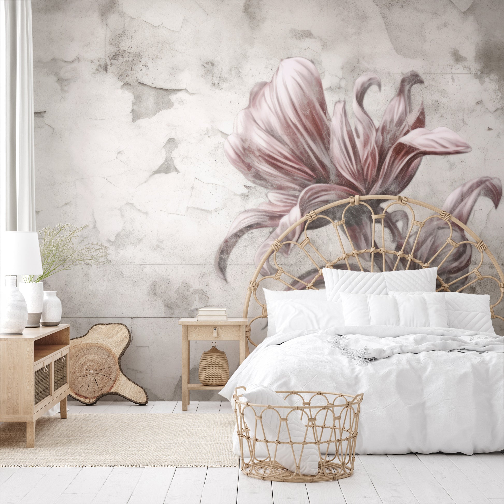 Fototapeta o nazwie FLORAL ELEGANCE IN MONOCHROME użyta w aranzacji wnętrza.