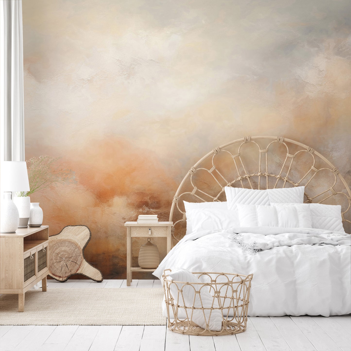 Fototapeta malowana o nazwie AMBER DAWN ABSTRACT pokazana w aranżacji wnętrza.