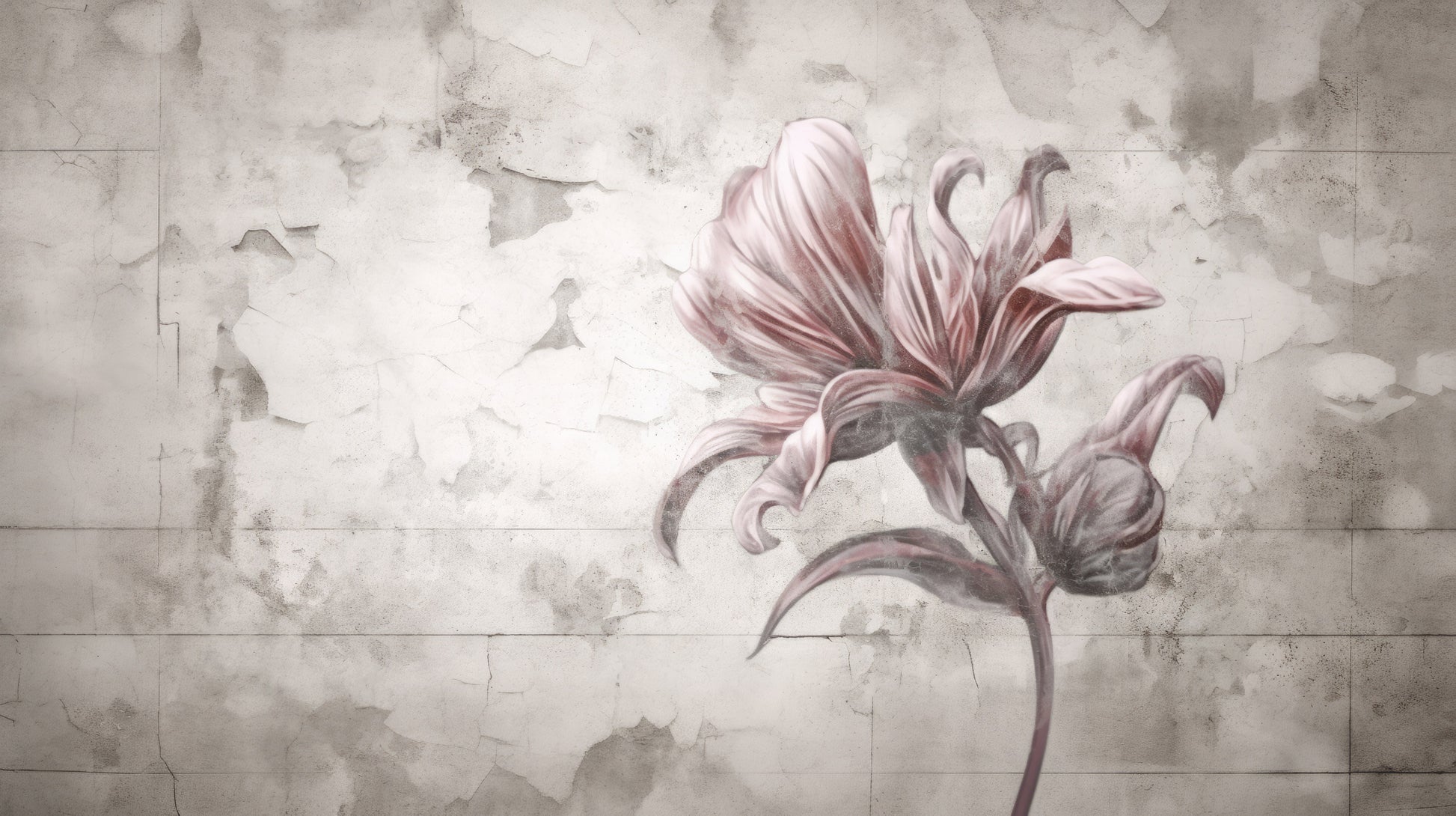 Prezentacja całego wzoru fototapety o nazwie FLORAL ELEGANCE IN MONOCHROME