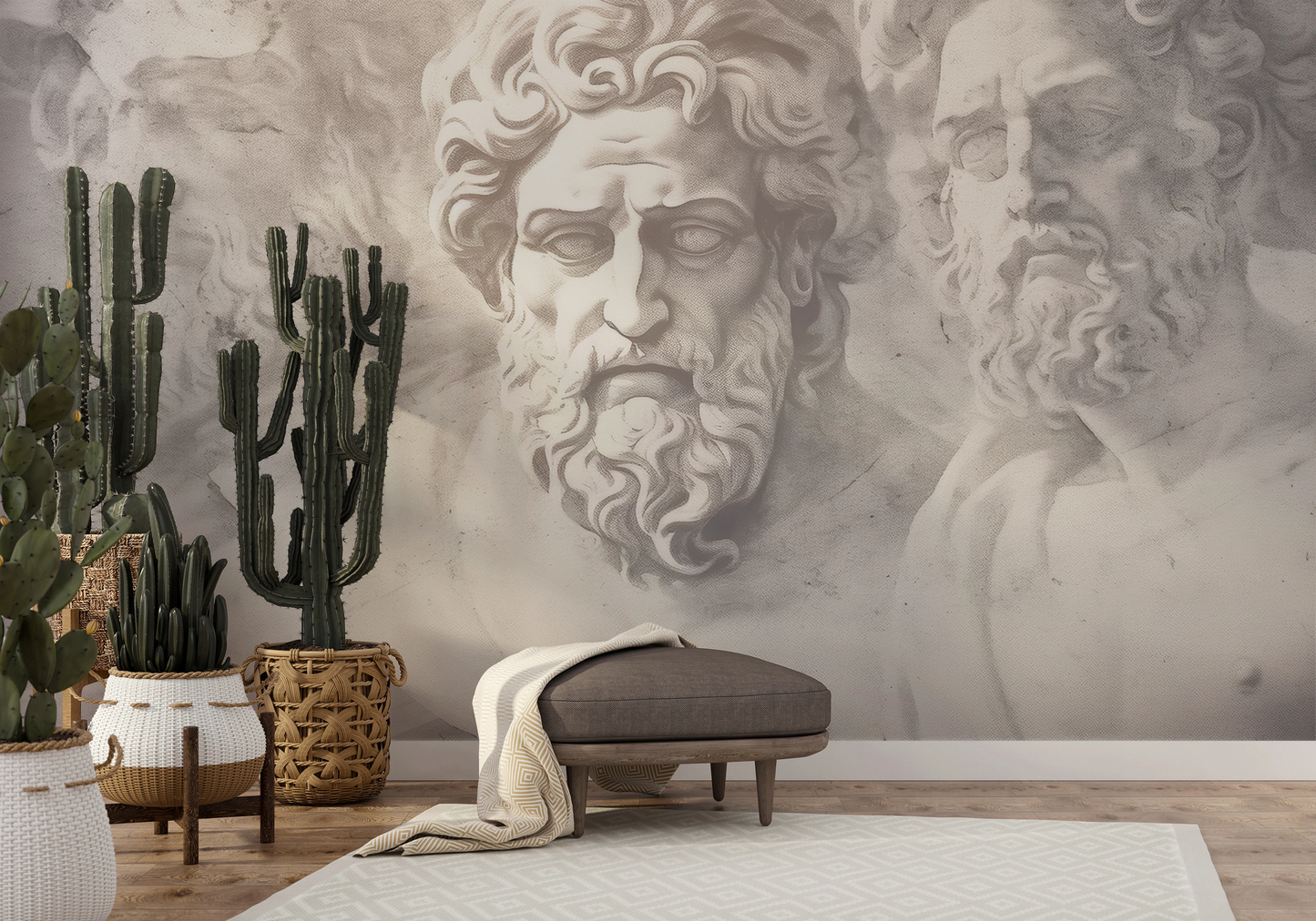 Wzór fototapety artystycznej o nazwie Marble Pantheon pokazanej w aranżacji wnętrza.