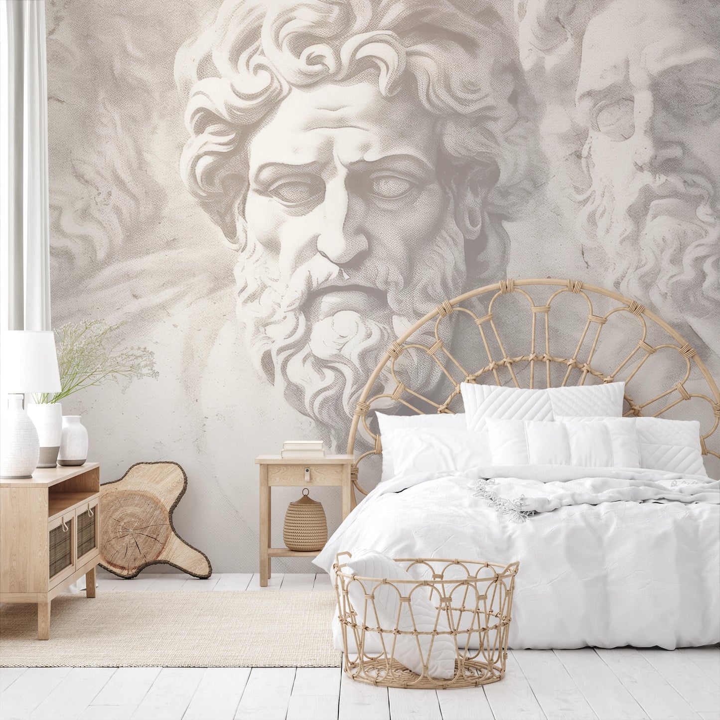 Wzór fototapety malowanej o nazwie Marble Pantheon pokazanej w aranżacji wnętrza.