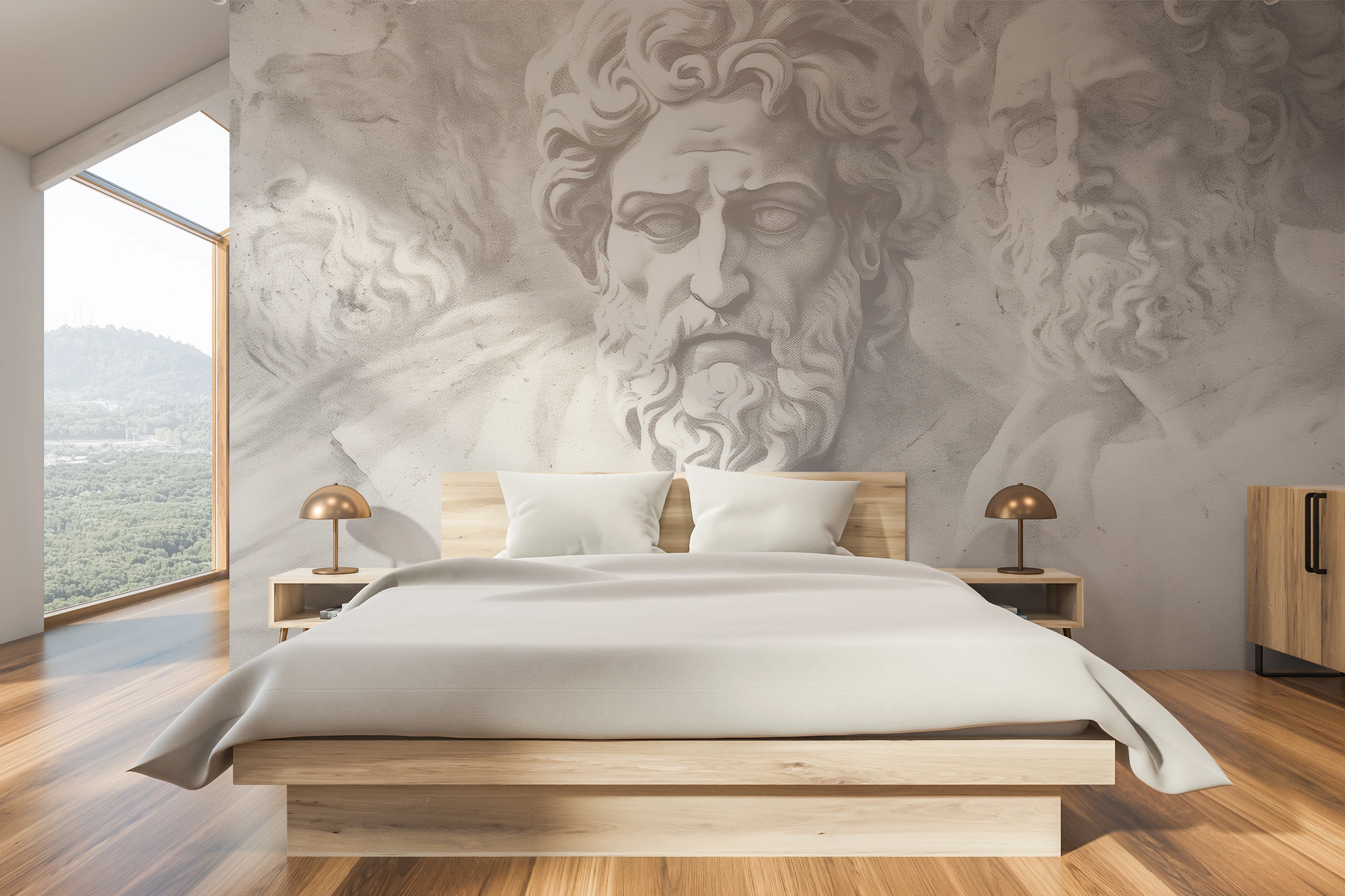 Wzór fototapety artystycznej o nazwie Marble Pantheon pokazanej w aranżacji wnętrza.