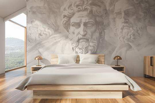 Wzór fototapety artystycznej o nazwie Marble Pantheon pokazanej w aranżacji wnętrza.