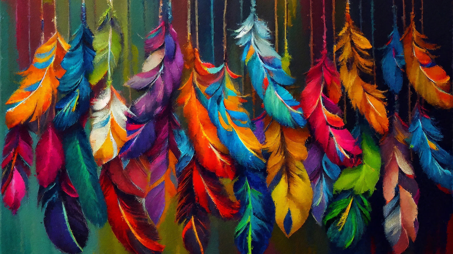 Prezentacja całego wzoru fototapety o nazwie Rainbow Plumage