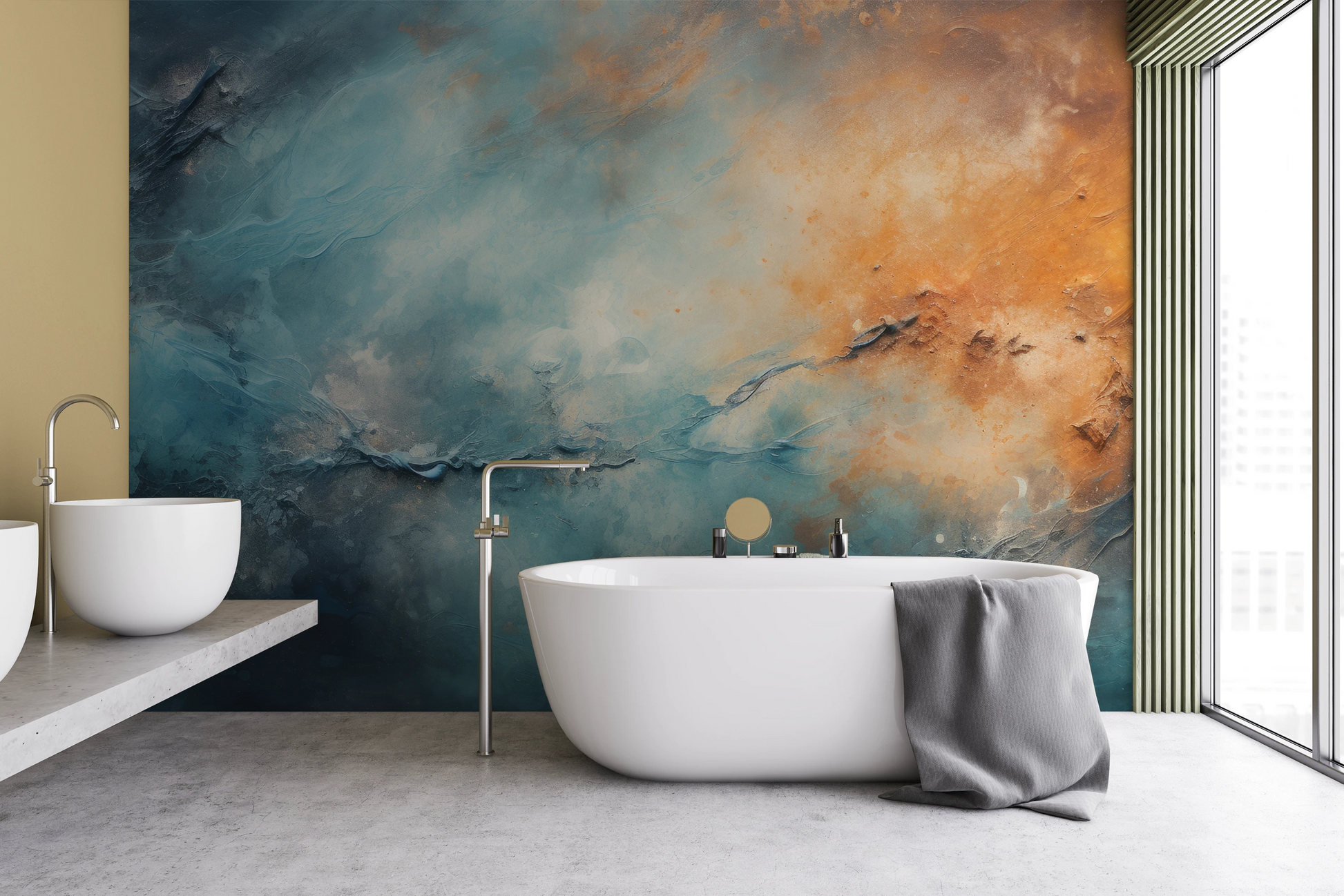 Fototapeta artystyczna o nazwie Neptune's Mystery pokazana w aranżacji wnętrza.