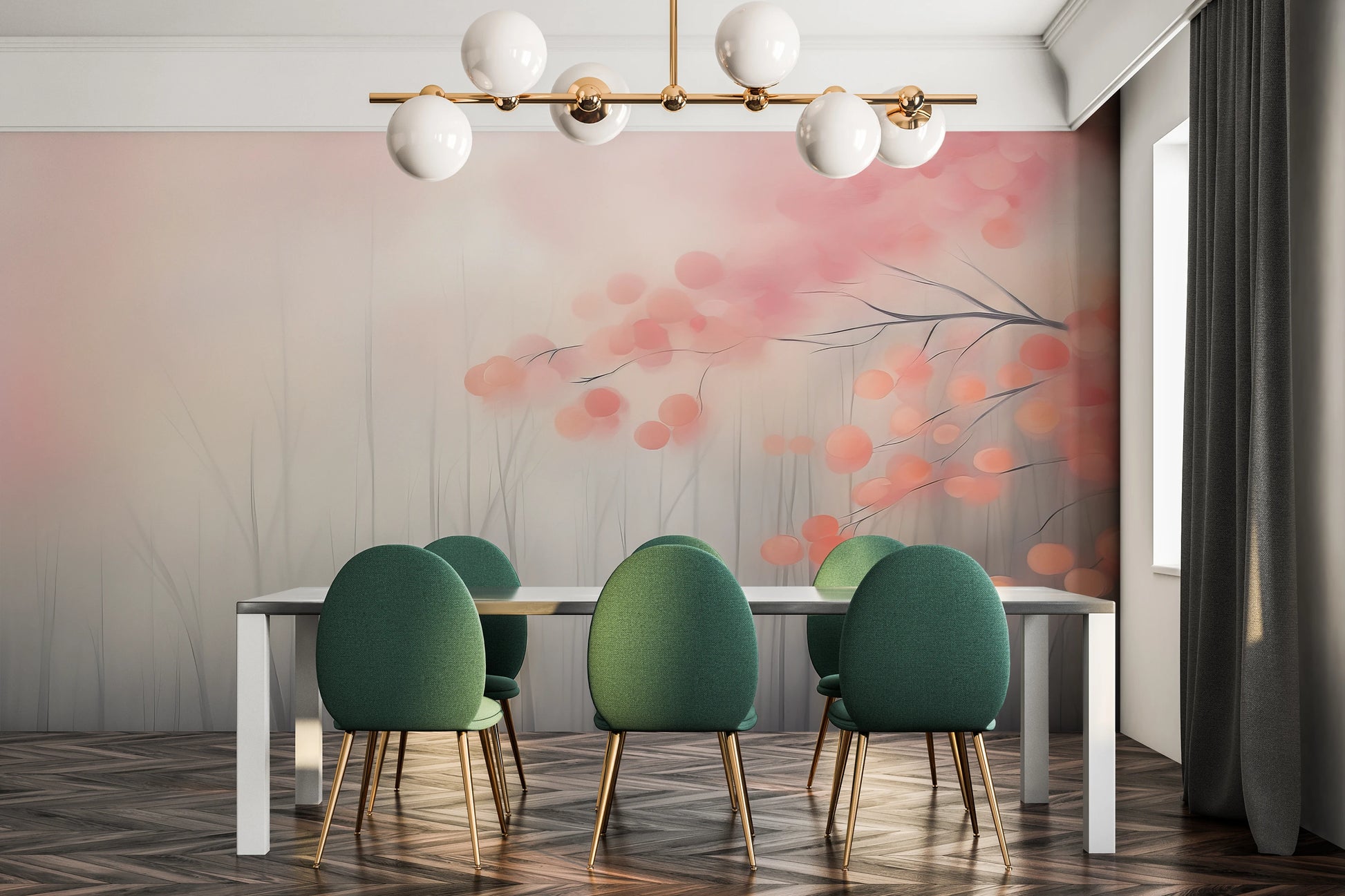 Fototapeta artystyczna o nazwie Tranquil Blush pokazana w aranżacji wnętrza.