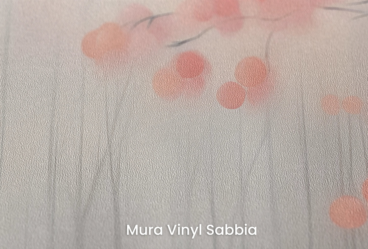 Zbliżenie na artystyczną fototapetę o nazwie Tranquil Blush na podłożu Mura Vinyl Sabbia struktura grubego ziarna piasku.