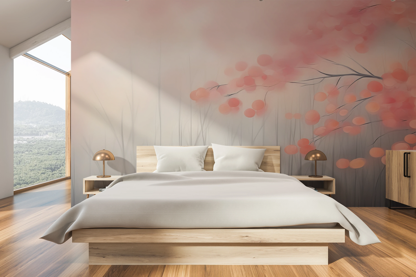 Wzór fototapety o nazwie Tranquil Blush pokazanej w kontekście pomieszczenia.