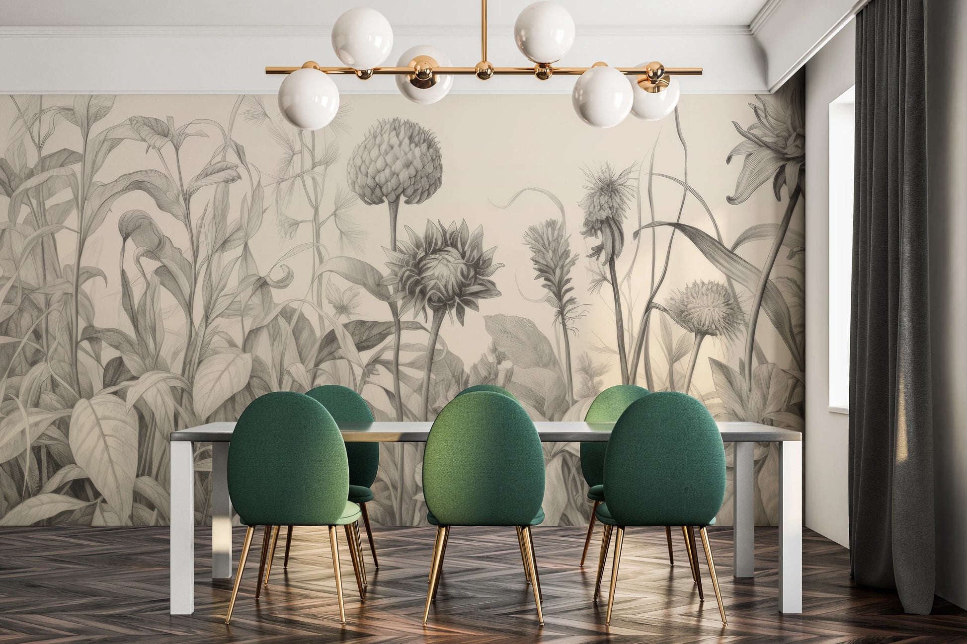 Fototapeta o nazwie Botanical Etchings użyta w aranzacji wnętrza.