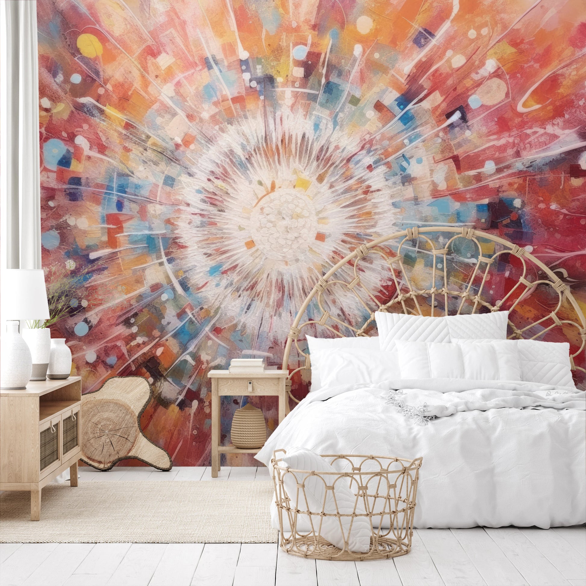 Fototapeta malowana o nazwie Cosmic Explosion pokazana w aranżacji wnętrza.
