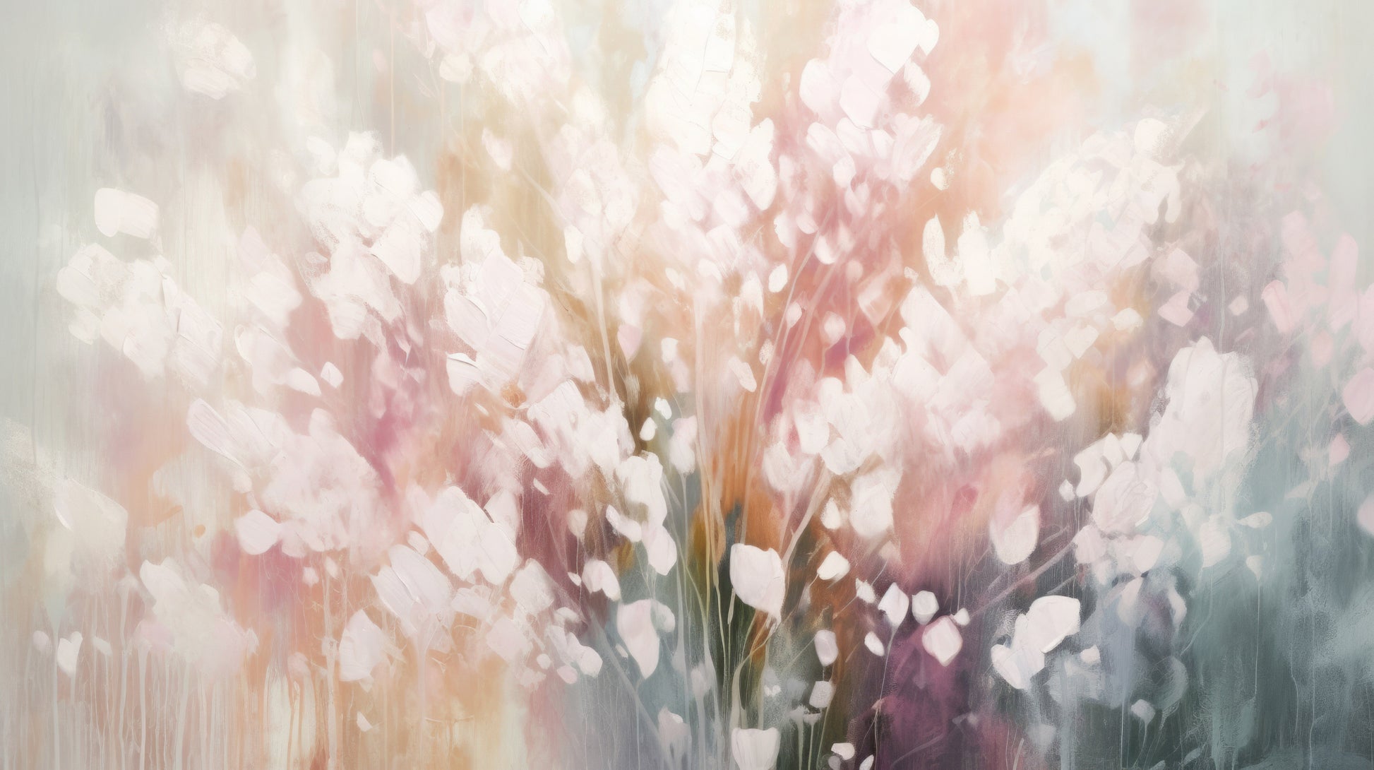 Prezentacja całego wzoru fototapety o nazwie Ethereal White Blossom