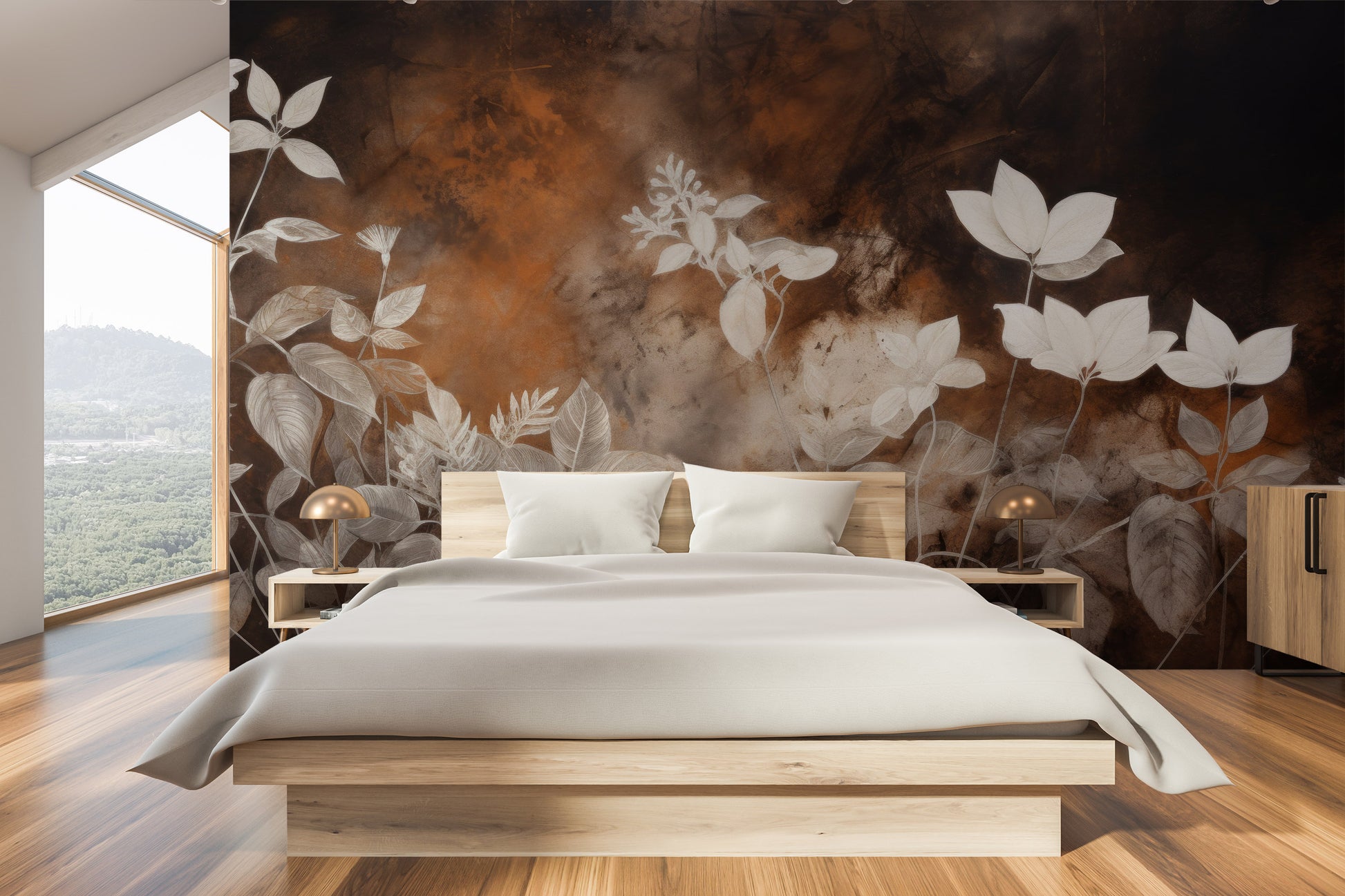 Fototapeta malowana o nazwie Mystic Garden Silhouettes pokazana w aranżacji wnętrza.