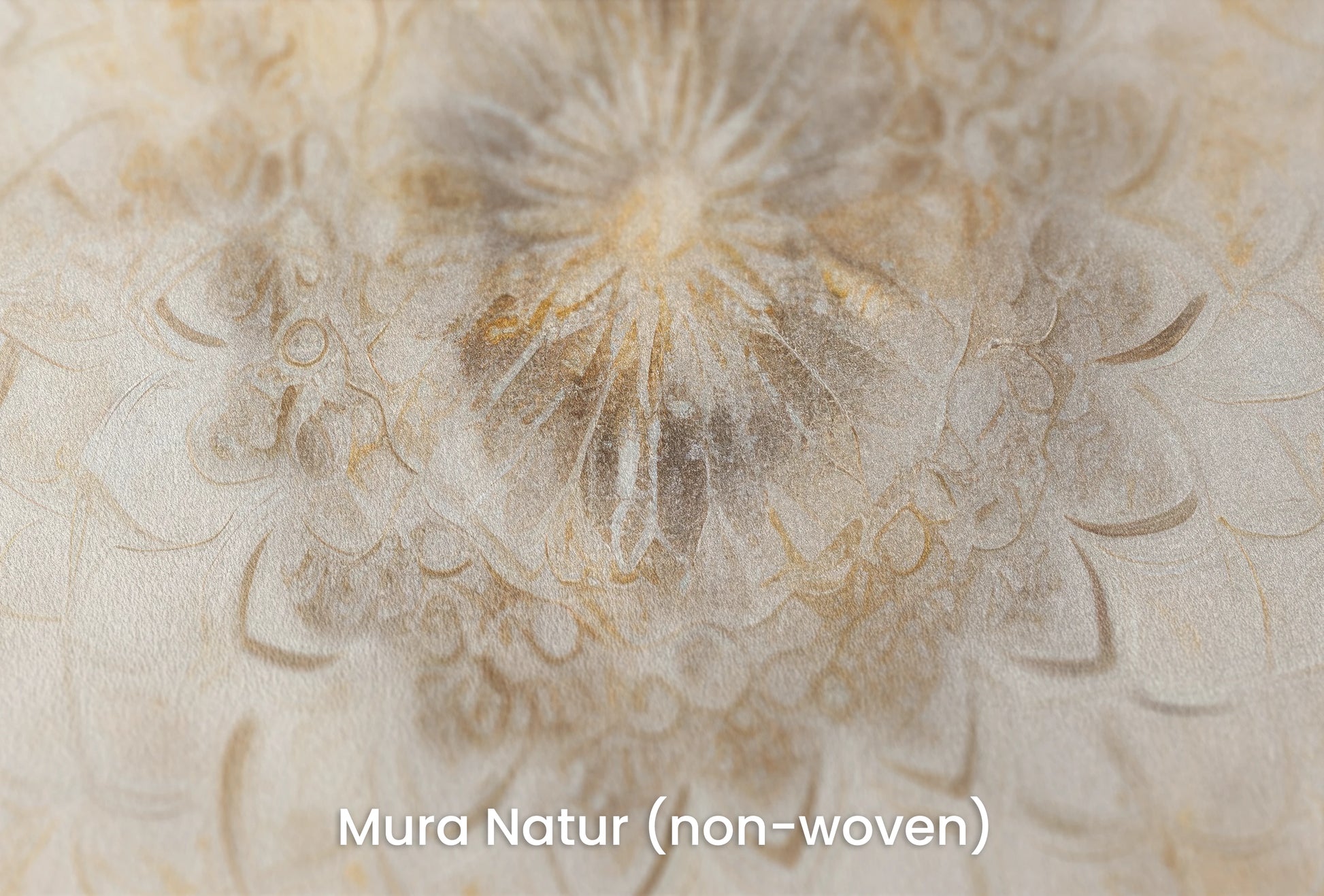 Zbliżenie na artystyczną fototapetę o nazwie Celestial Mandala na podłożu Mura Natur (non-woven) - naturalne i ekologiczne podłoże.