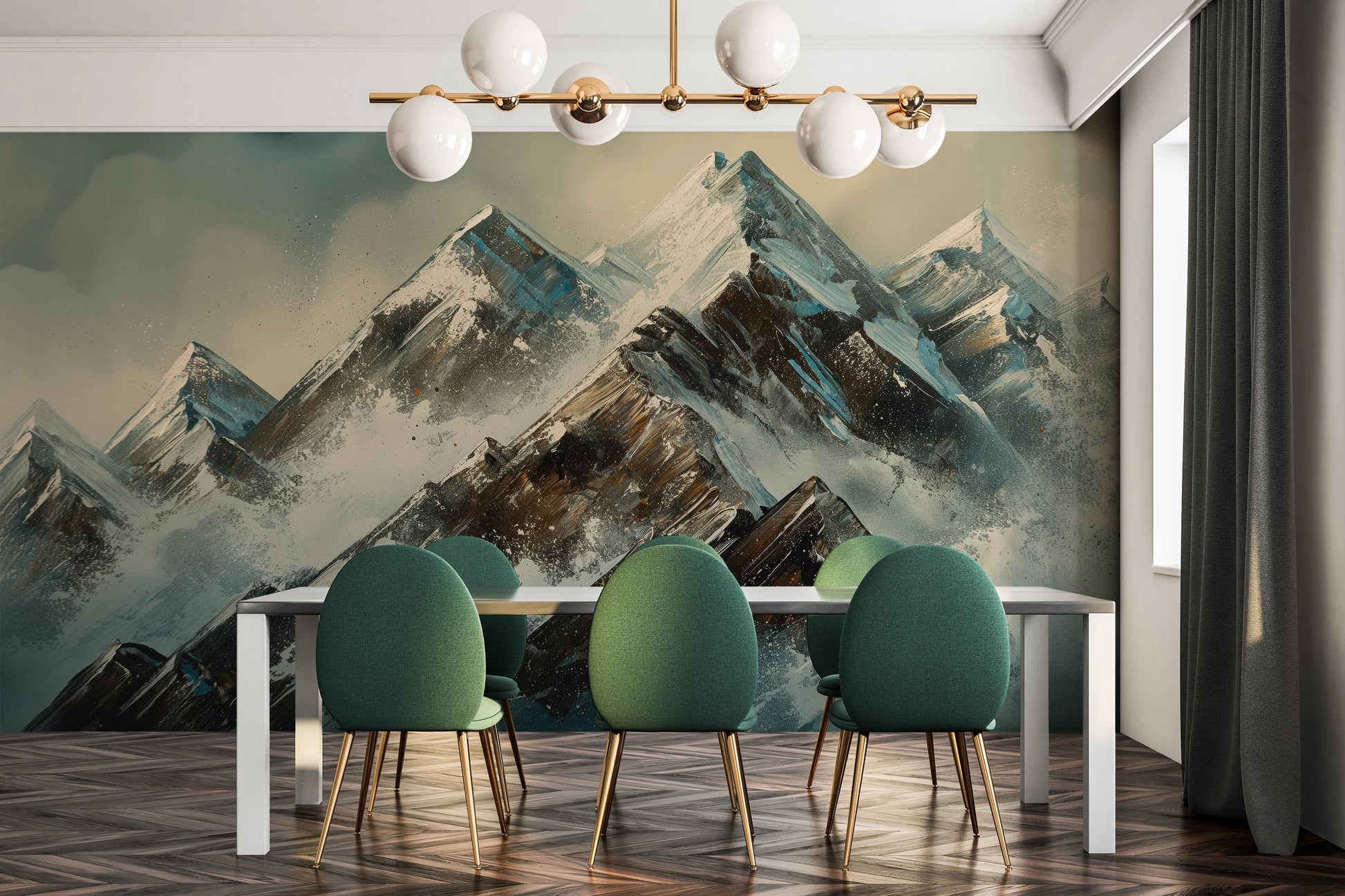 Wzór fototapety o nazwie Crystalline Heights #2 pokazanej w kontekście pomieszczenia.