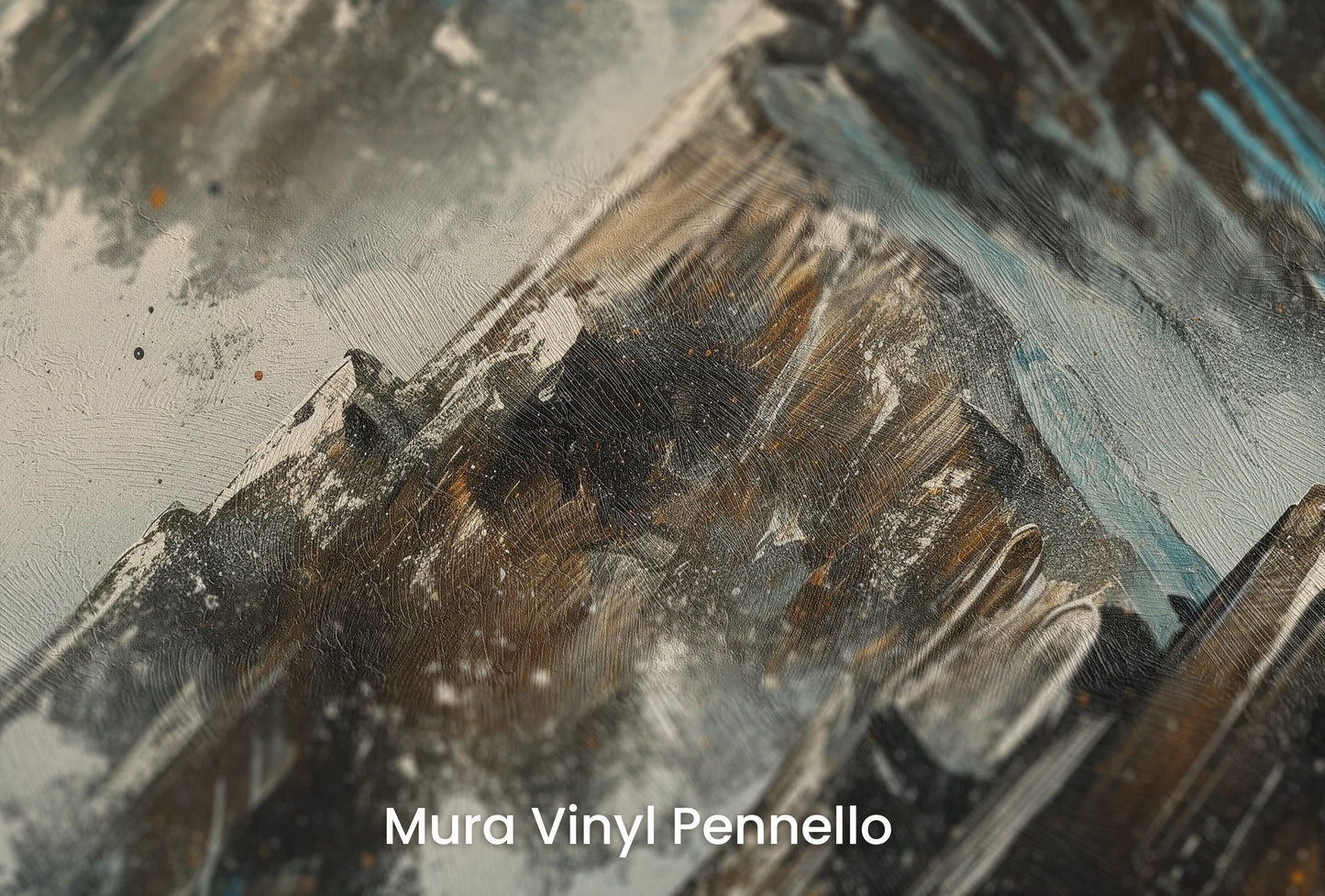 Zbliżenie na artystyczną fototapetę o nazwie Crystalline Heights #2 na podłożu Mura Vinyl Pennello - faktura pociągnięć pędzla malarskiego.