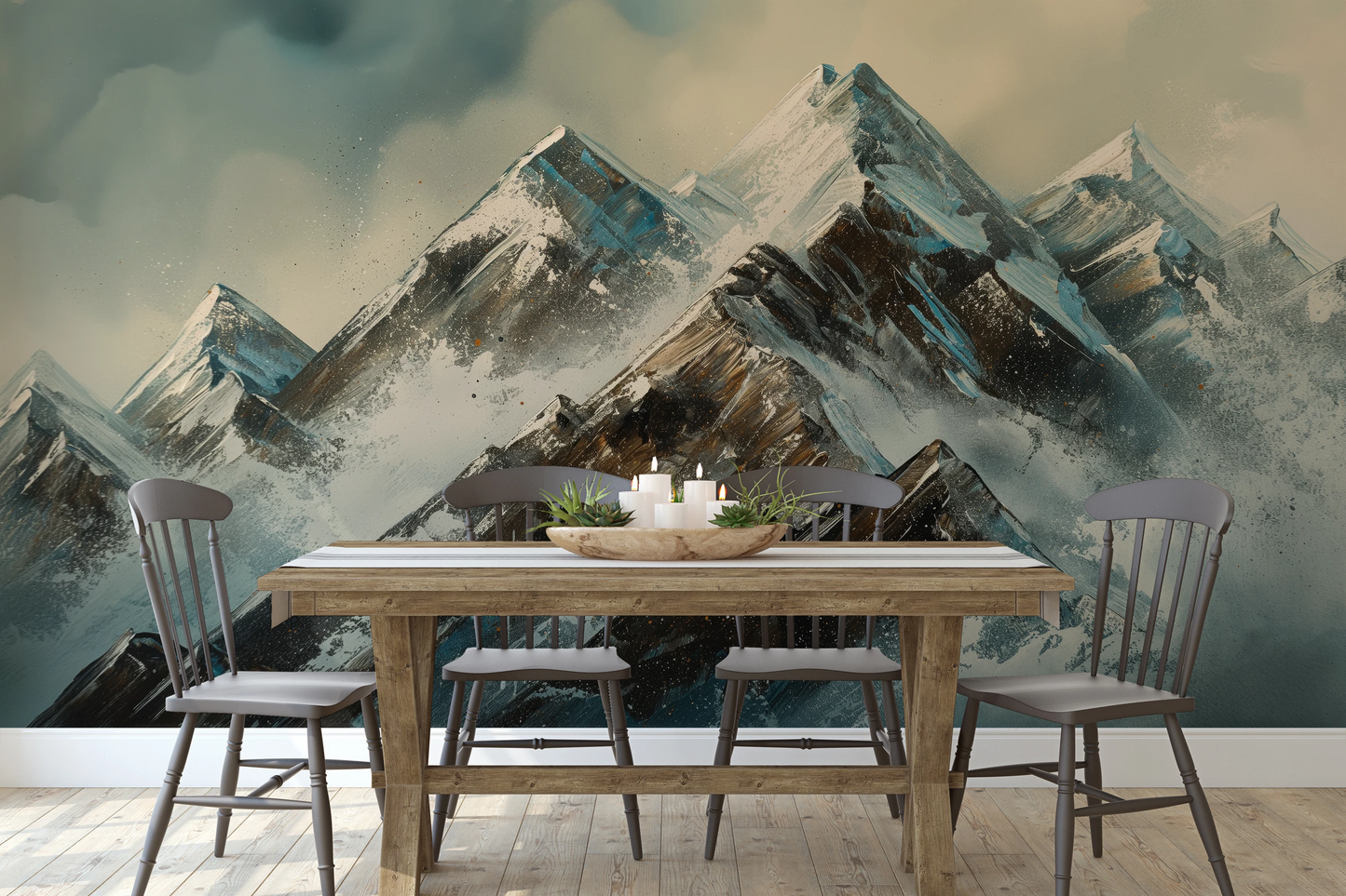 Fototapeta artystyczna o nazwie Crystalline Heights #2 pokazana w aranżacji wnętrza.