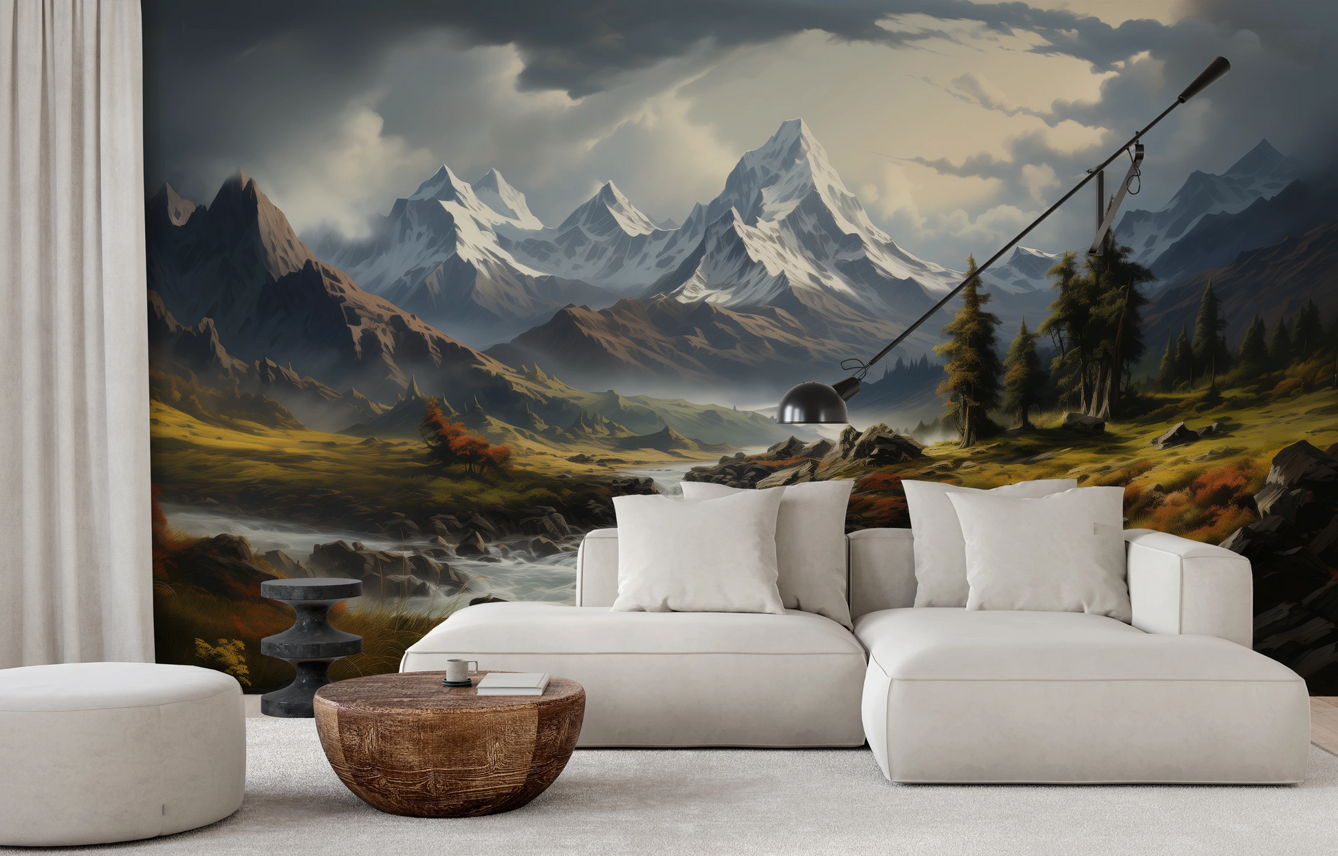 Fototapeta malowana o nazwie Golden Valley pokazana w aranżacji wnętrza.