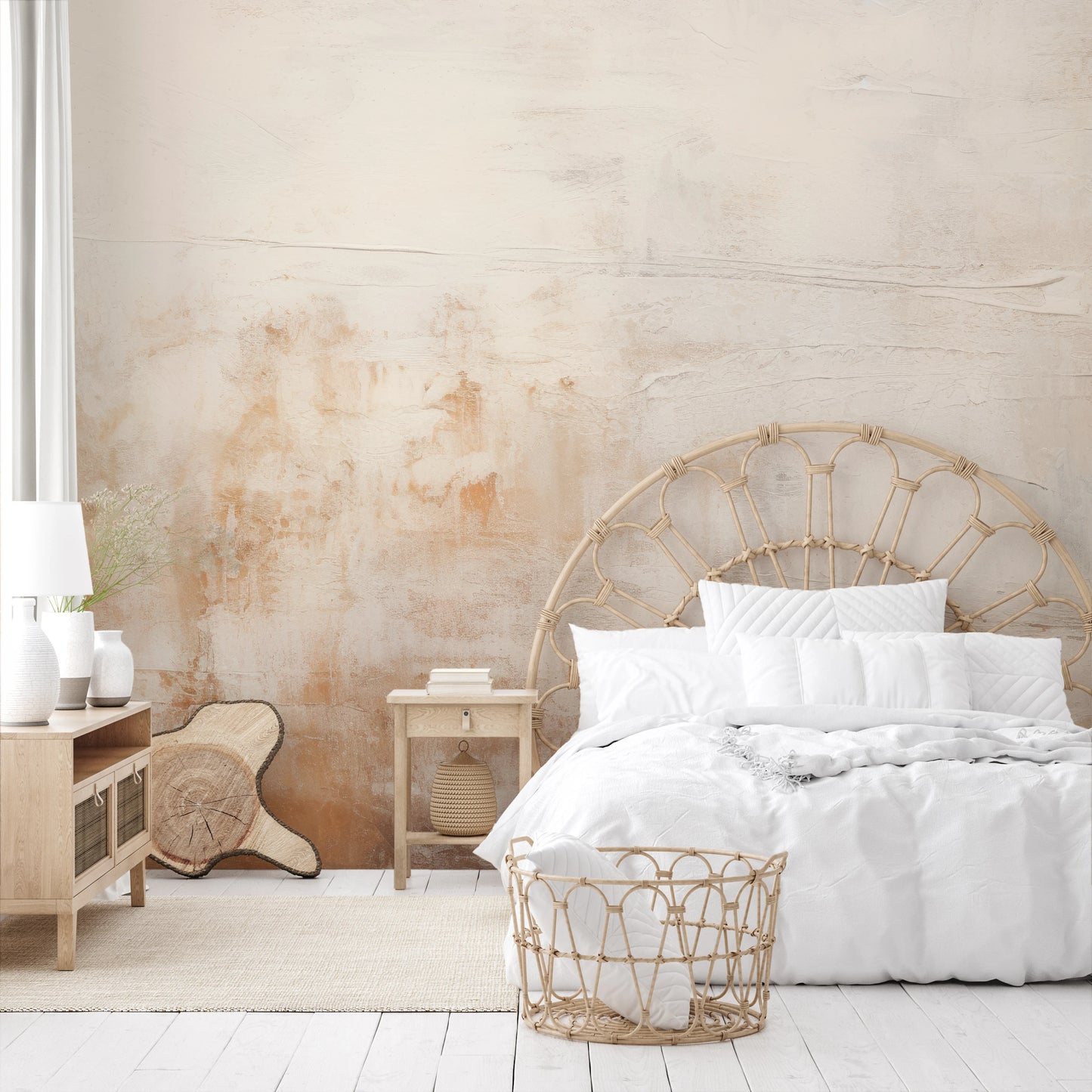 Fototapeta artystyczna o nazwie Warm Minimalism pokazana w aranżacji wnętrza.