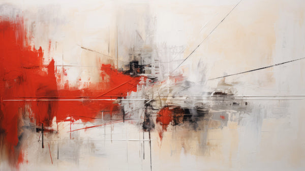 Abstraction Rouge Dynamique - papier peint géométrique avec des lignes dynamiques en rouge intense