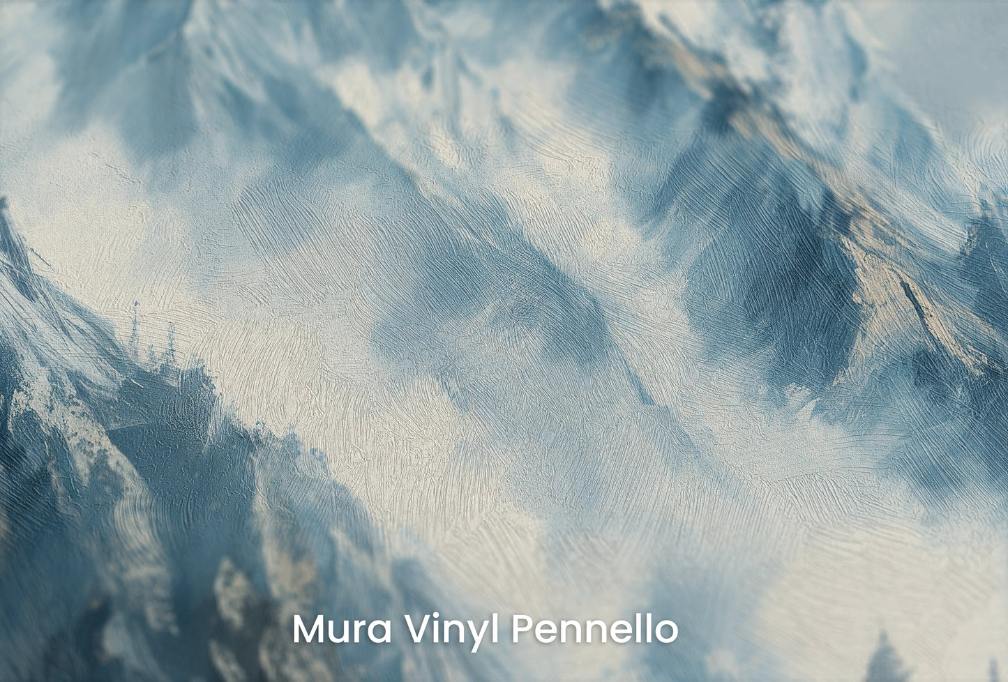 Zbliżenie na artystyczną fototapetę o nazwie Icy Peaks na podłożu Mura Vinyl Pennello - faktura pociągnięć pędzla malarskiego.