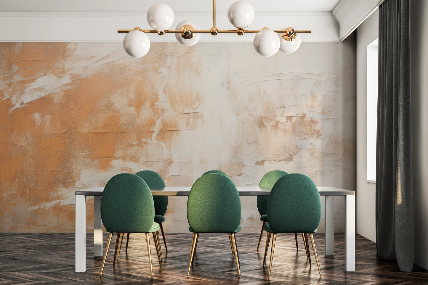 Zdjęcie prezentuje aranżację wnętrza z użyciem fototapety o nazwie Soft Harmony pokazanej w aranżacji wnętrza.