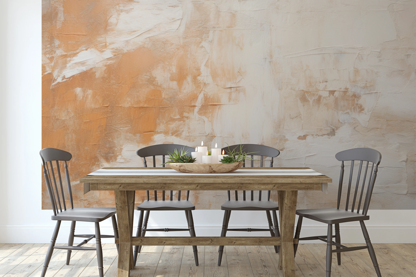 Fototapeta artystyczna o nazwie Soft Harmony pokazana w aranżacji wnętrza.