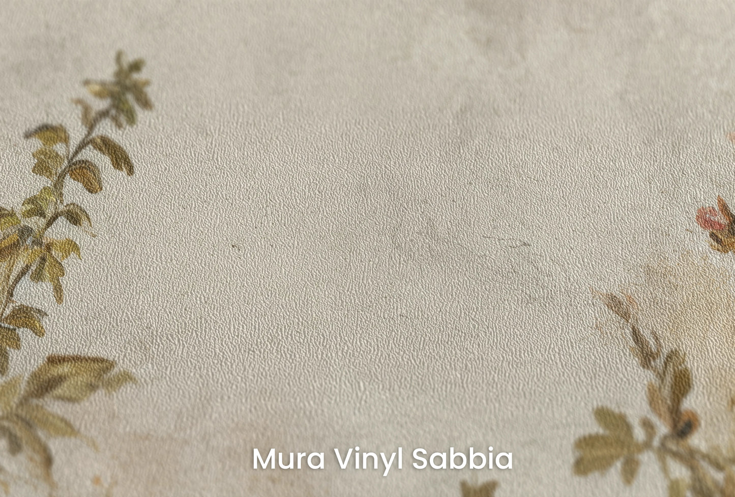 Zbliżenie na artystyczną fototapetę o nazwie Vintage Rose Garden na podłożu Mura Vinyl Sabbia struktura grubego ziarna piasku.