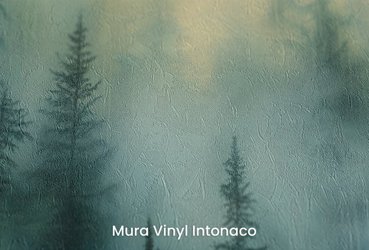 Zbliżenie na artystyczną fototapetę o nazwie Ciche Odbicie na podłożu Mura Vinyl Intonaco - struktura tartego tynku.