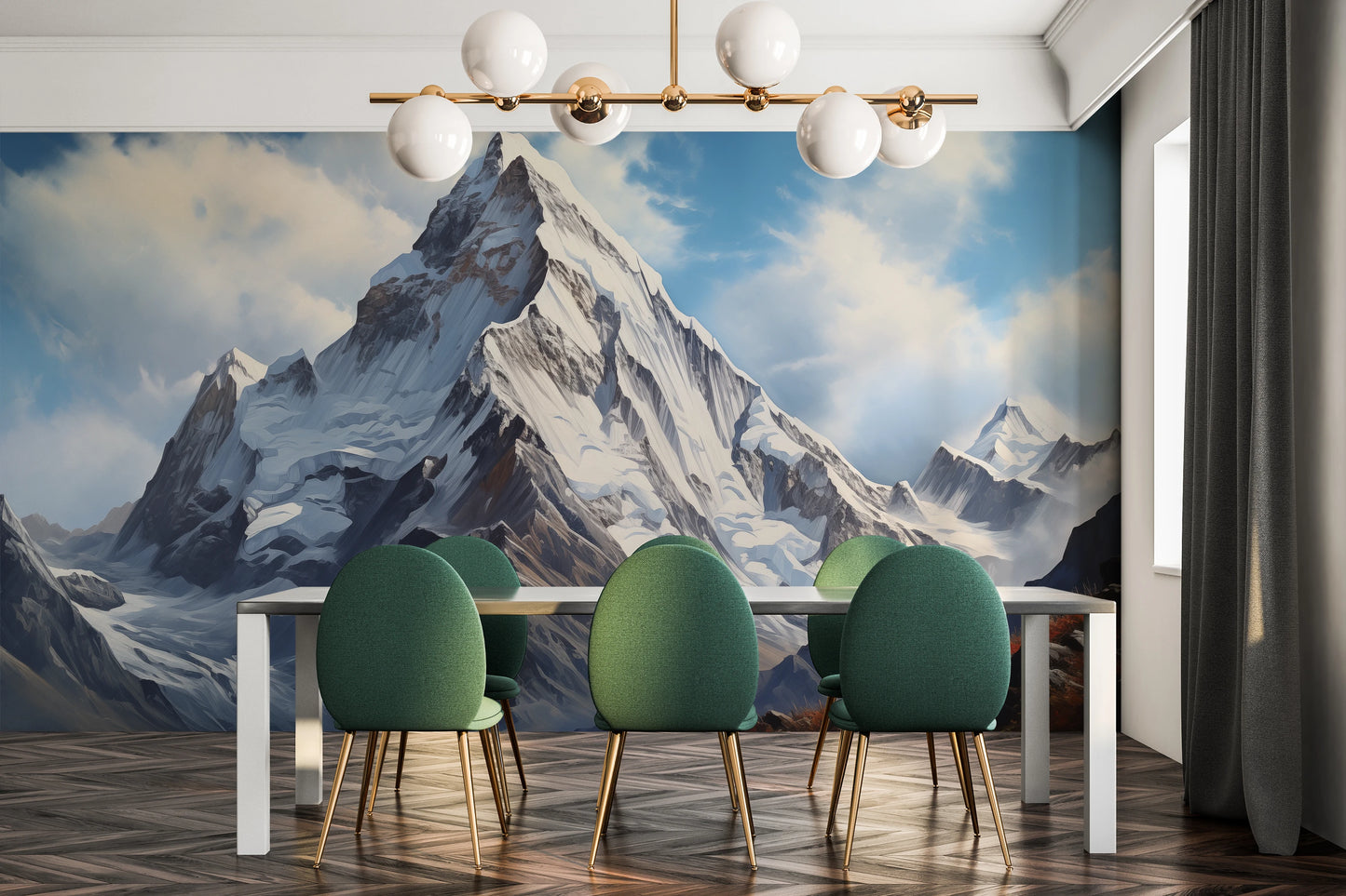 Fototapeta artystyczna o nazwie Alpine Grandeur pokazana w aranżacji wnętrza.