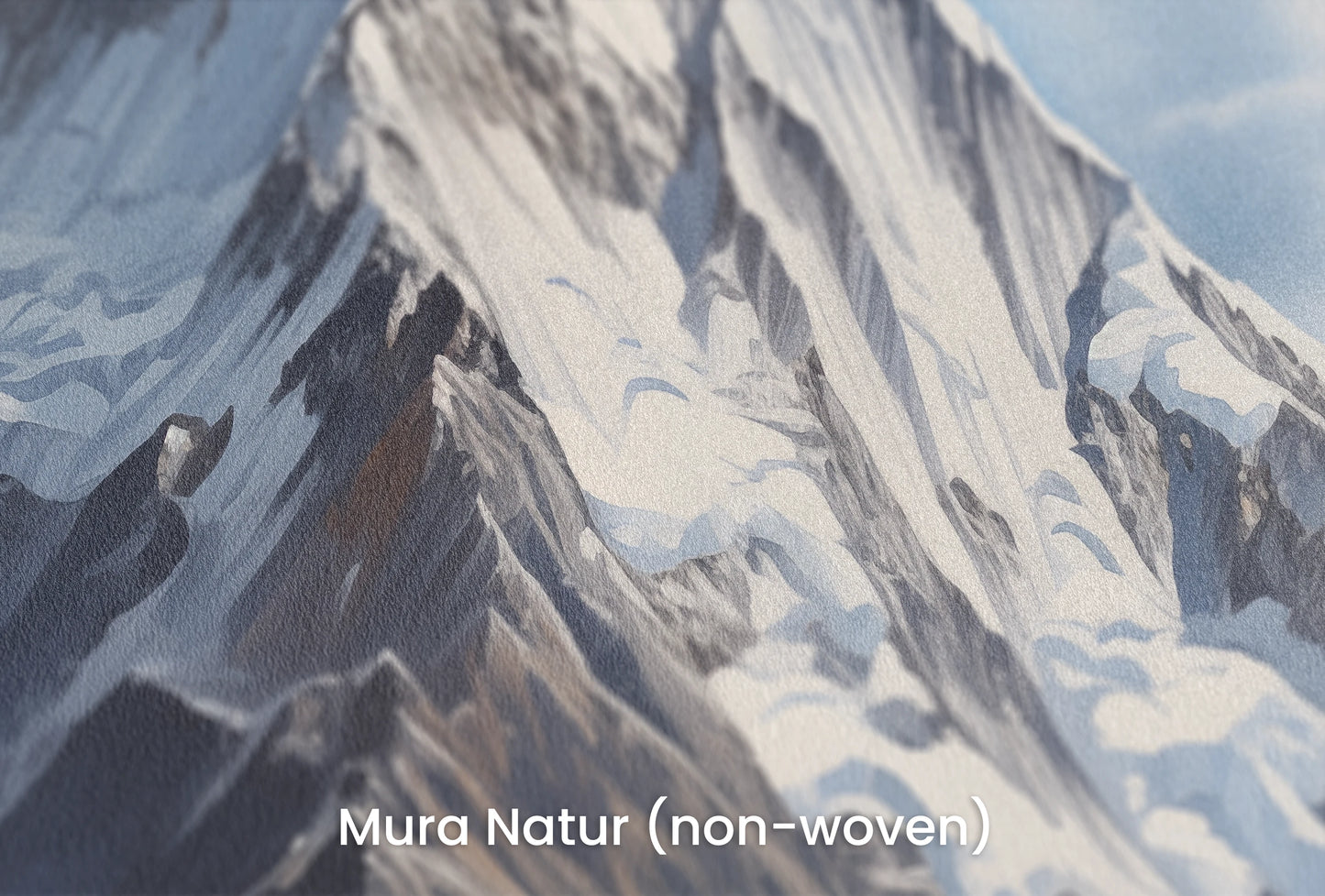 Zbliżenie na artystyczną fototapetę o nazwie Alpine Grandeur na podłożu Mura Natur (non-woven) - naturalne i ekologiczne podłoże.
