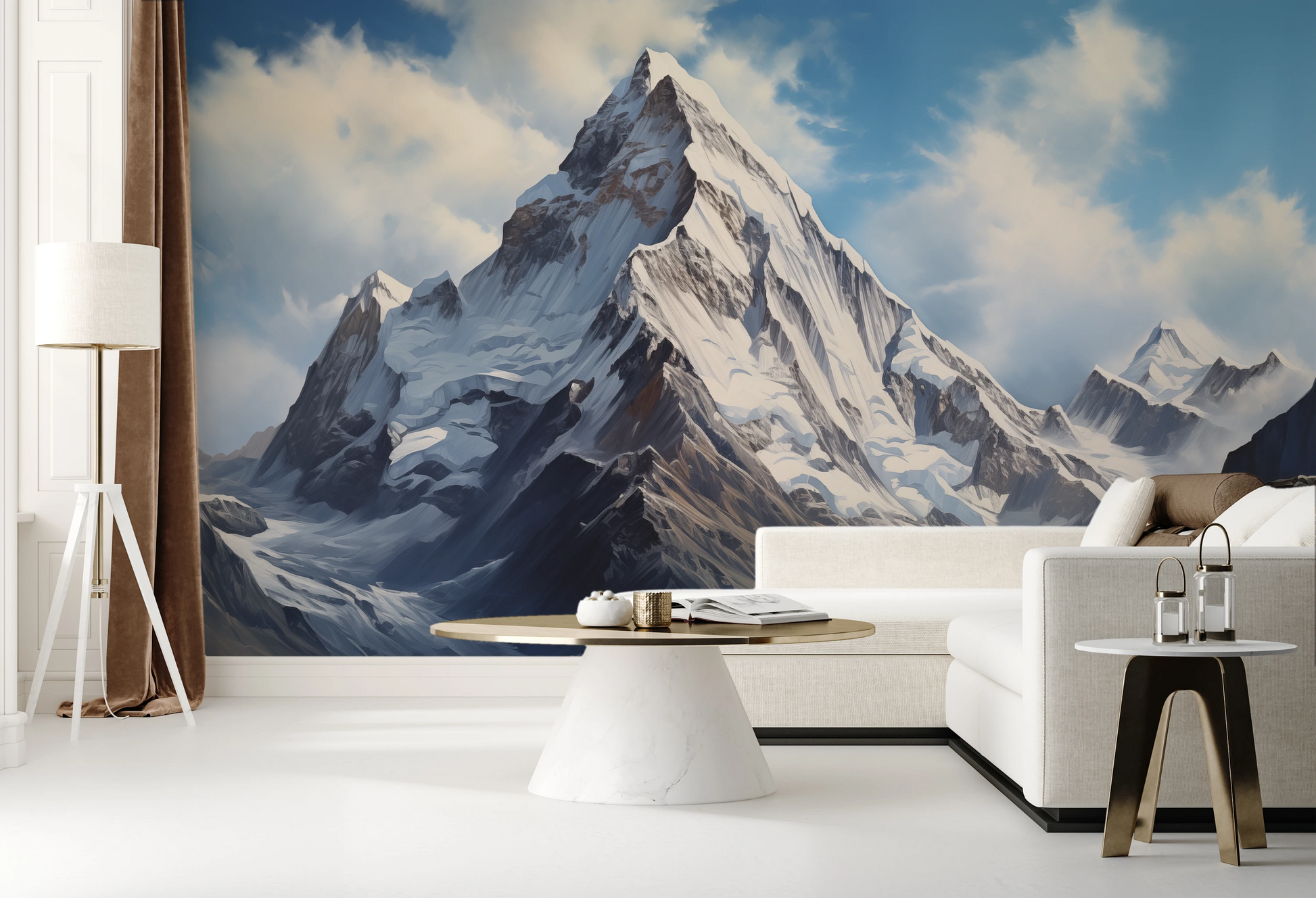 Fototapeta malowana o nazwie Alpine Grandeur pokazana w aranżacji wnętrza.