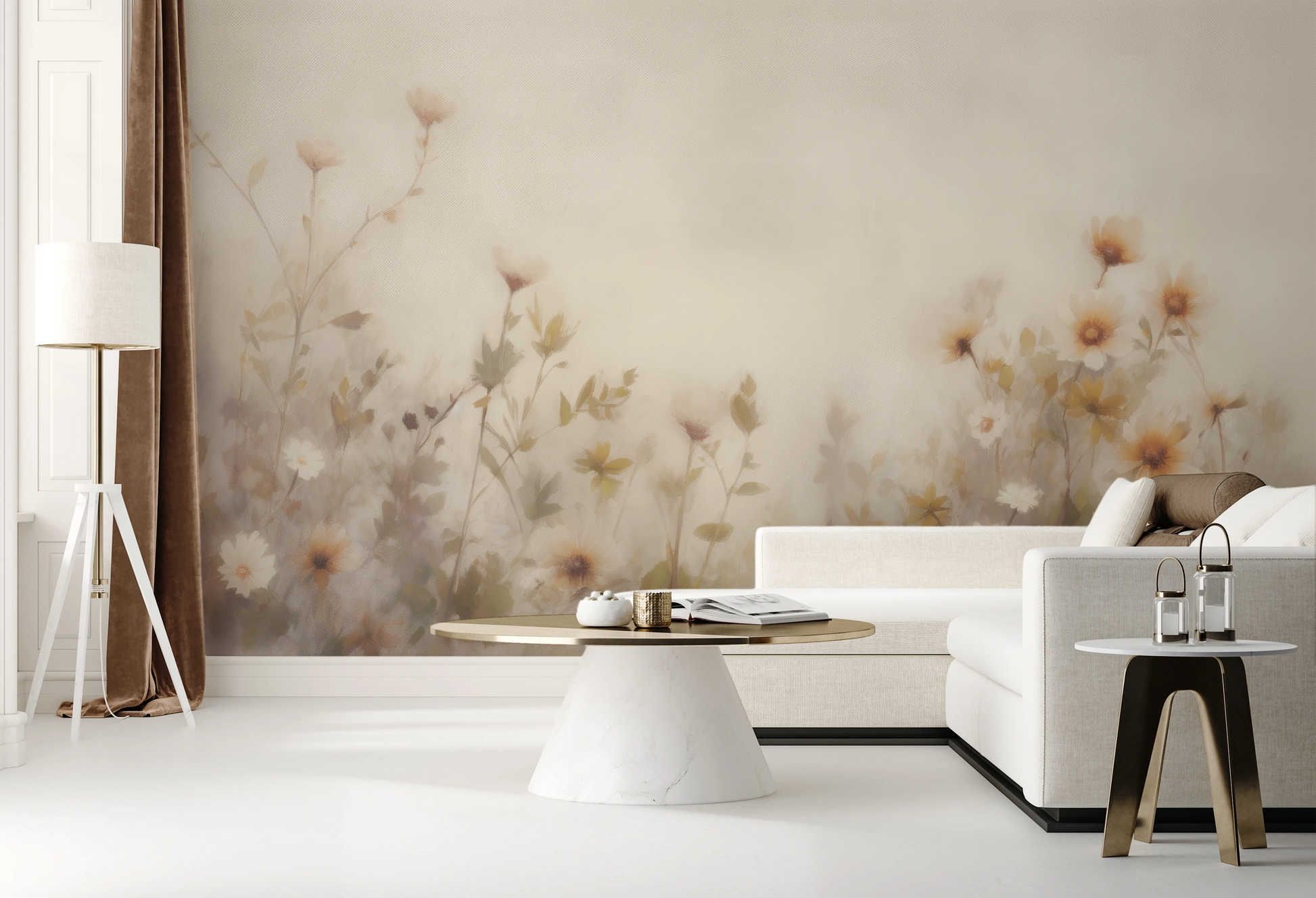 Wzór fototapety o nazwie Soft Elegance pokazanej w kontekście pomieszczenia.