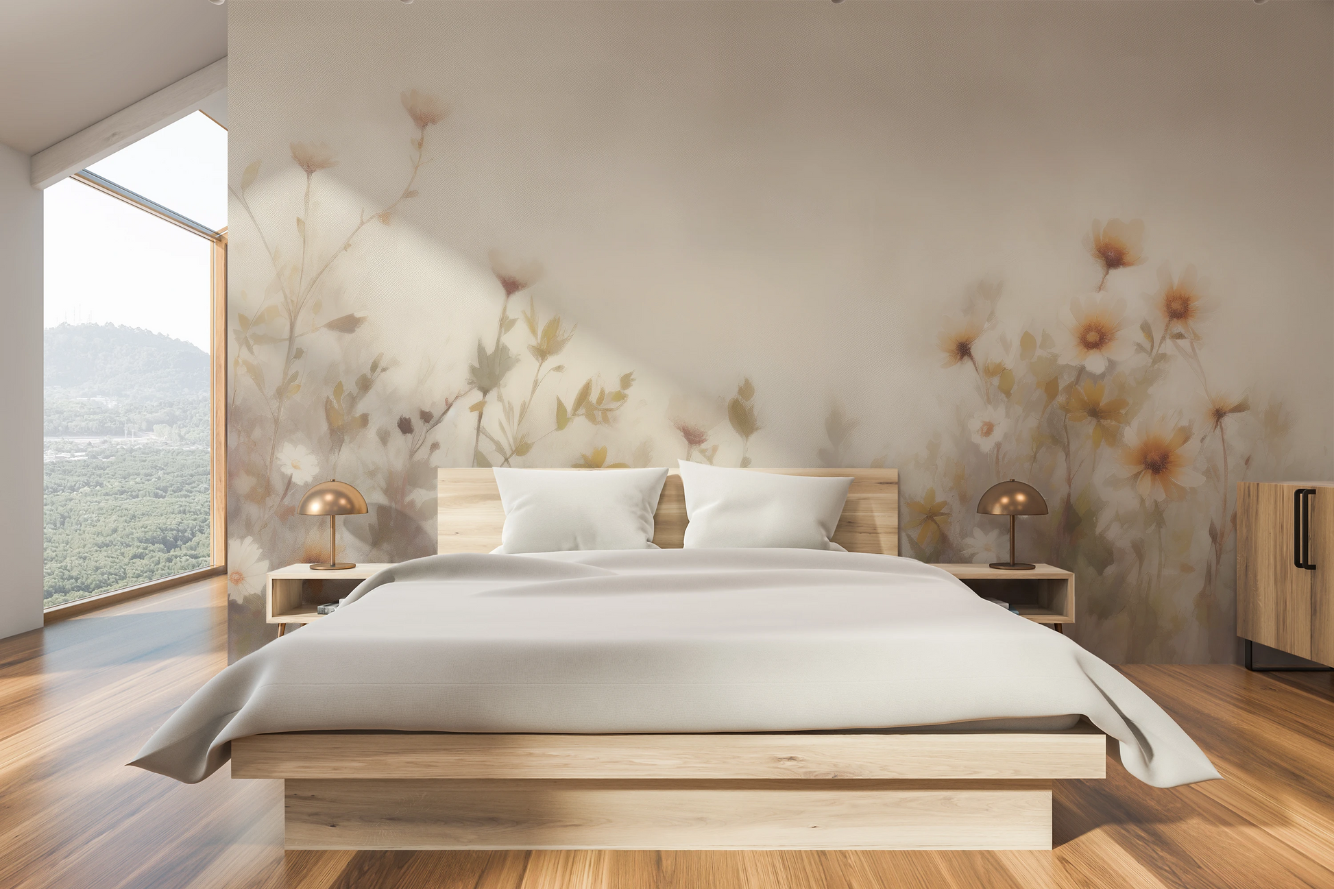 Fototapeta malowana o nazwie Soft Elegance pokazana w aranżacji wnętrza.