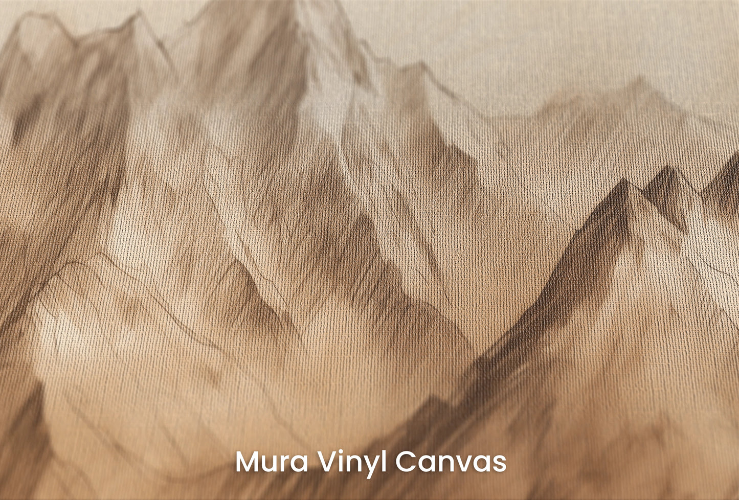 Zbliżenie na artystyczną fototapetę o nazwie Sepia Peaks na podłożu Mura Vinyl Canvas - faktura naturalnego płótna.
