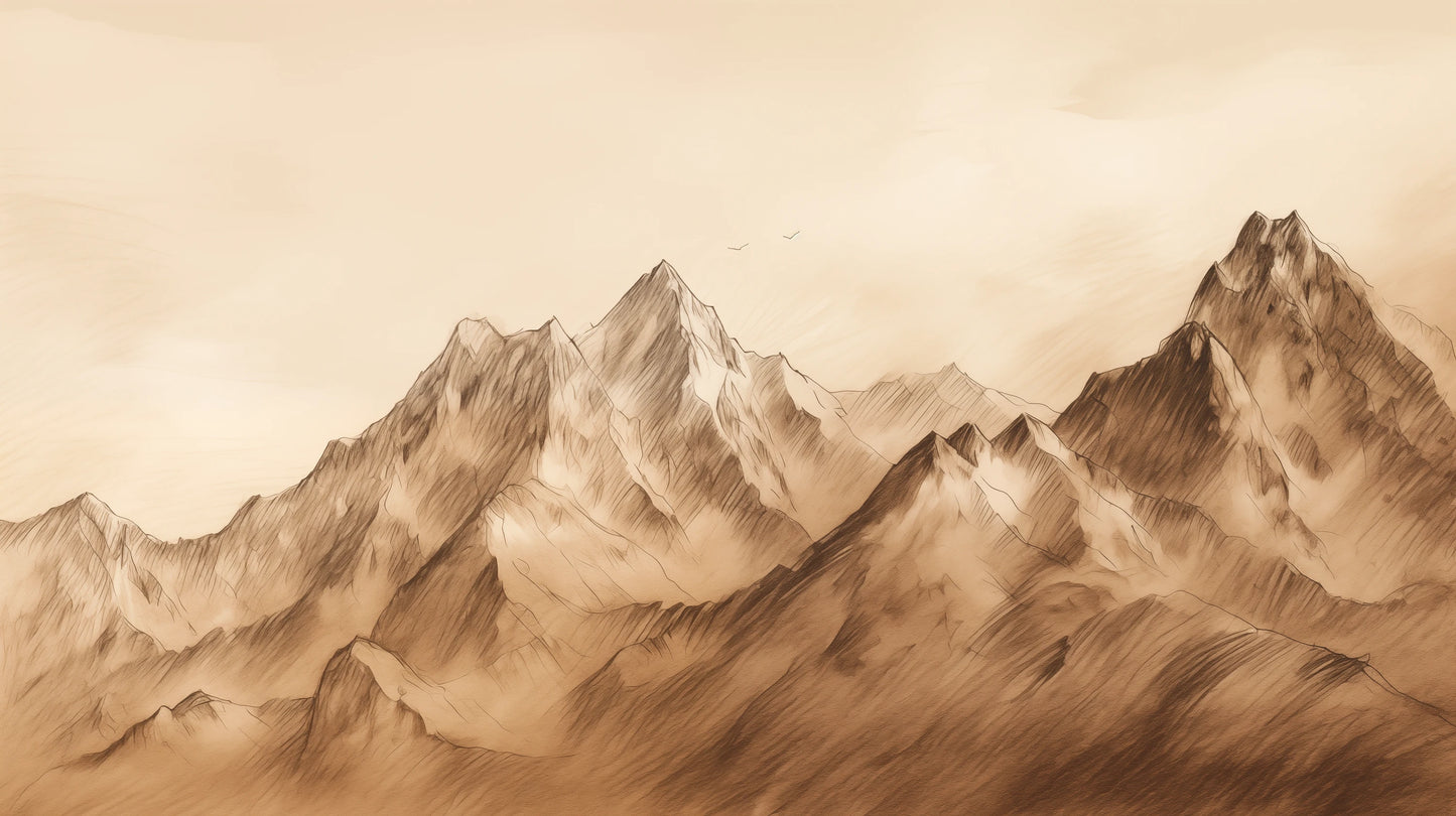 Prezentacja całego wzoru fototapety o nazwie Sepia Peaks