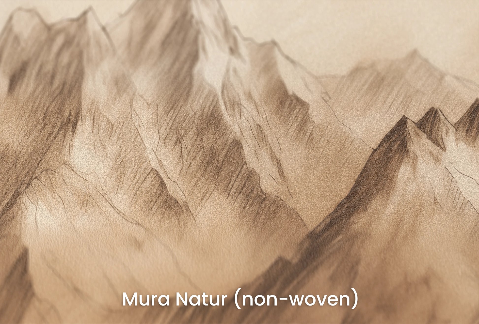 Zbliżenie na artystyczną fototapetę o nazwie Sepia Peaks na podłożu Mura Natur (non-woven) - naturalne i ekologiczne podłoże.
