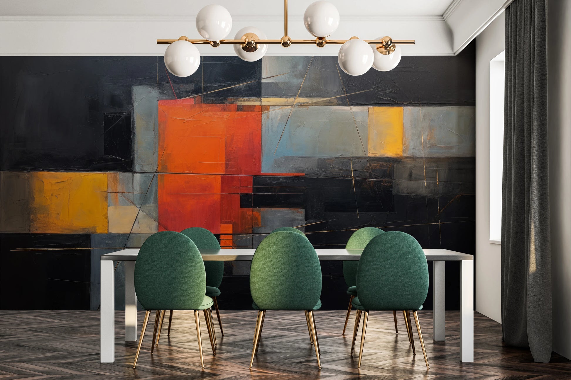 Fototapeta malowana o nazwie Modern Color Blocks pokazana w aranżacji wnętrza.