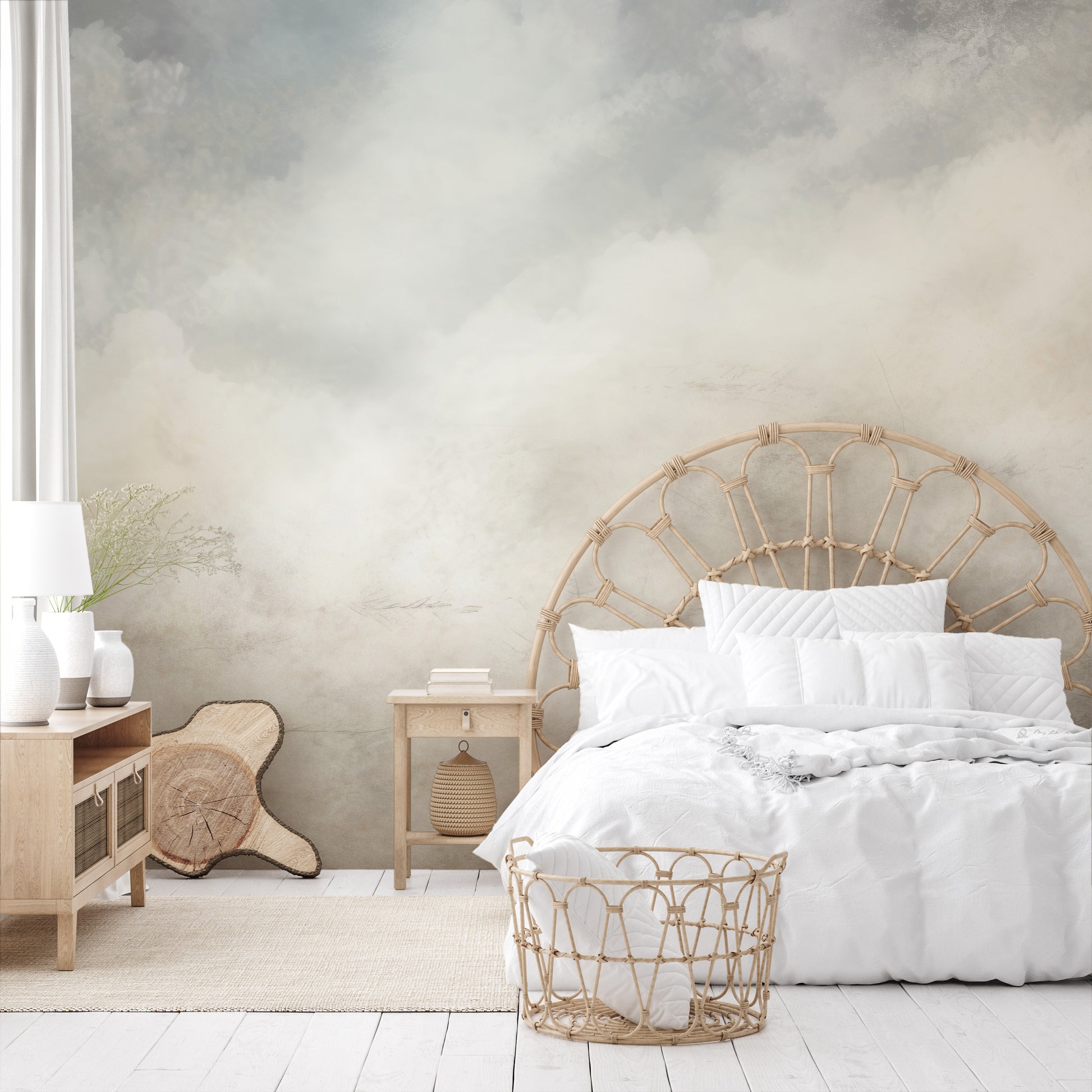 Wzór fototapety artystycznej o nazwie DIVINE LIGHT MURAL CANVAS pokazanej w aranżacji wnętrza.