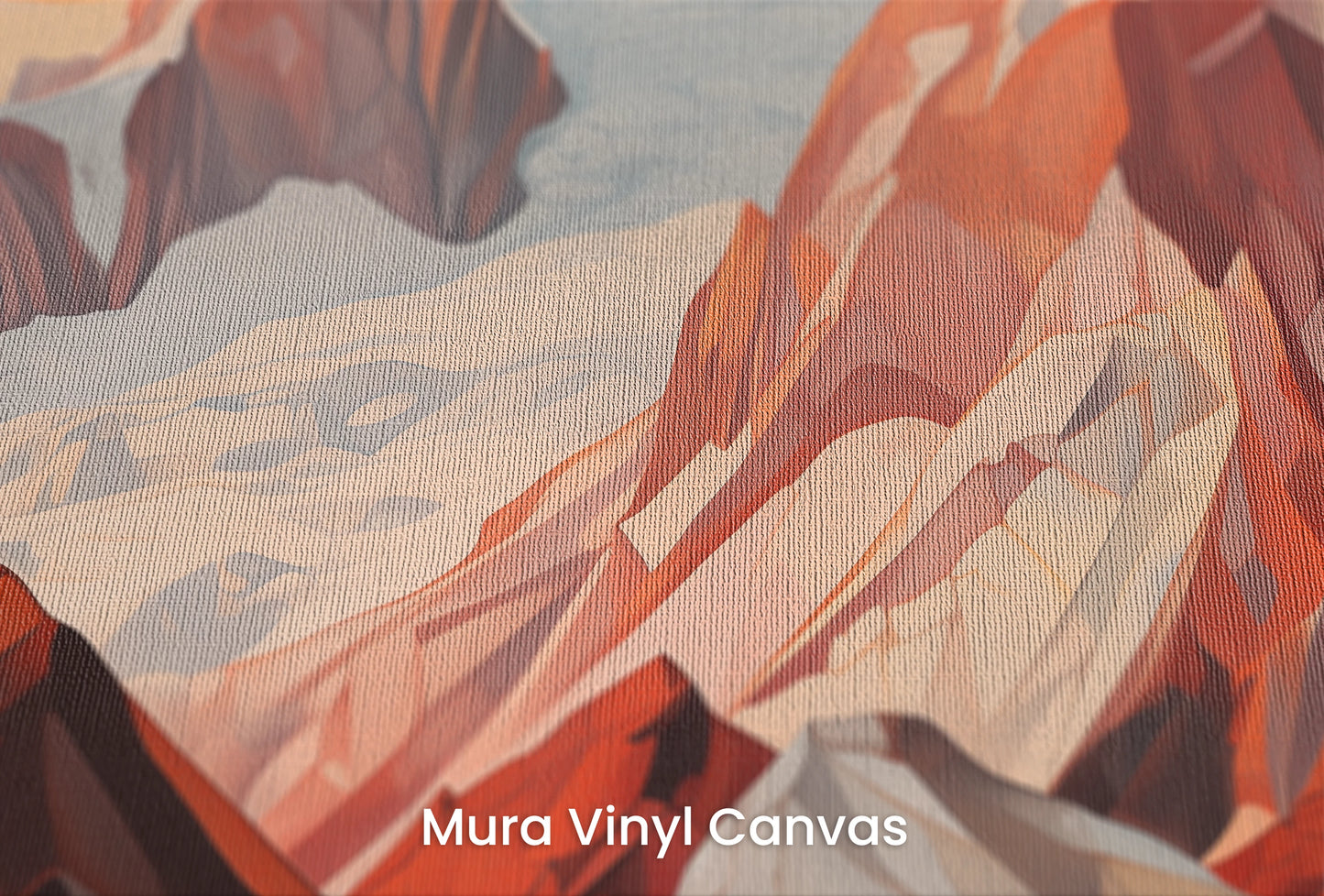 Zbliżenie na artystyczną fototapetę o nazwie Crimson Ridge na podłożu Mura Vinyl Canvas - faktura naturalnego płótna.