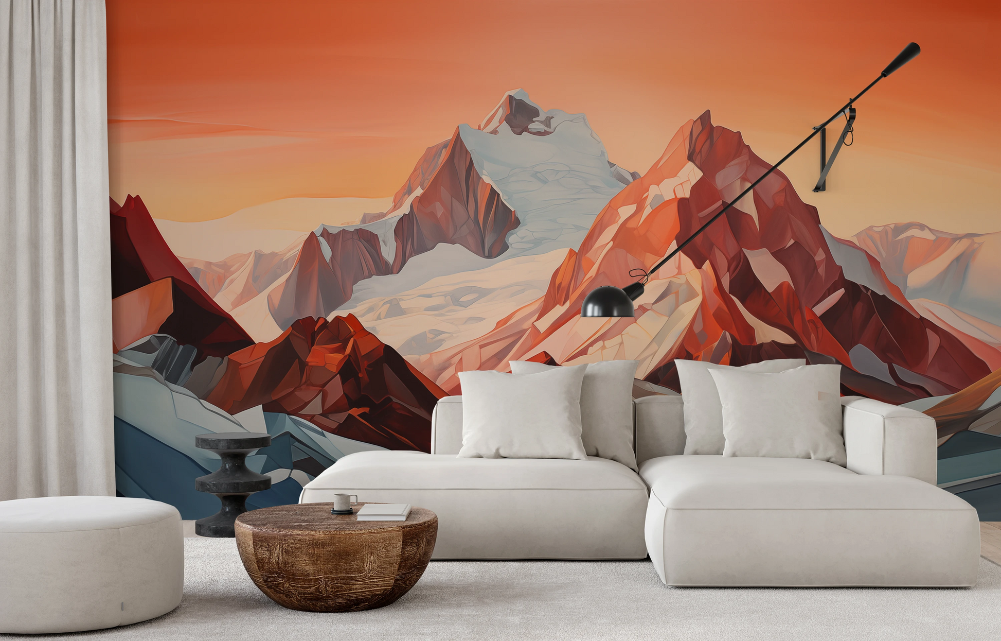 Fototapeta artystyczna o nazwie Crimson Ridge pokazana w aranżacji wnętrza.