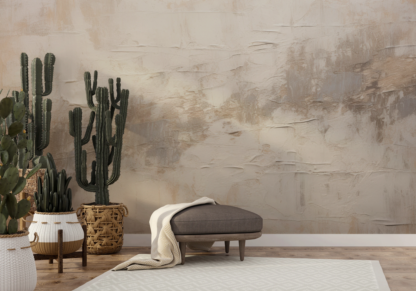 Zdjęcie prezentuje aranżację wnętrza z użyciem fototapety o nazwie Tonal Tranquility pokazanej w aranżacji wnętrza.