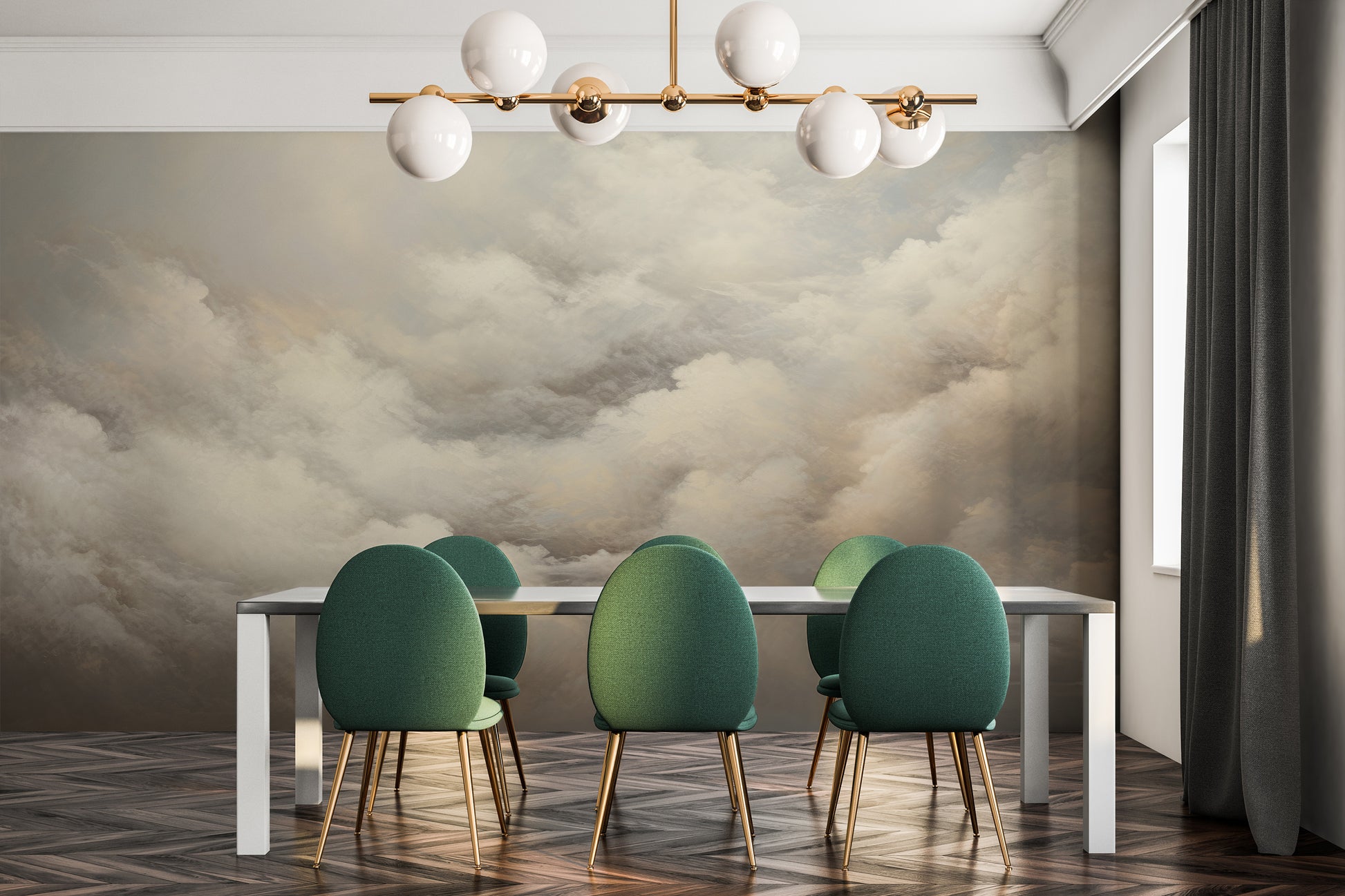 Fototapeta malowana o nazwie WHISPERING CLOUDS CANVAS pokazana w aranżacji wnętrza.