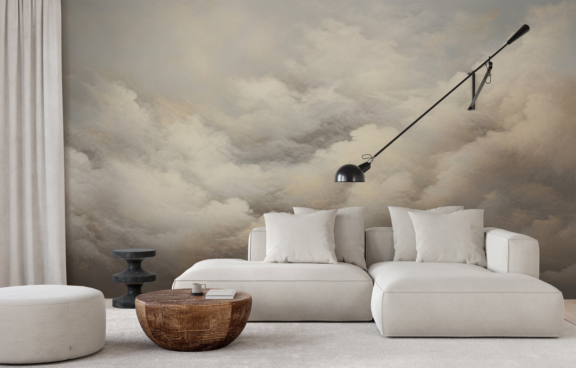 Fototapeta artystyczna o nazwie WHISPERING CLOUDS CANVAS pokazana w aranżacji wnętrza.