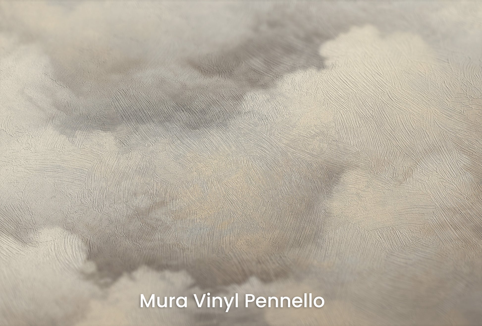 Zbliżenie na artystyczną fototapetę o nazwie WHISPERING CLOUDS CANVAS na podłożu Mura Vinyl Pennello - faktura pociągnięć pędzla malarskiego.