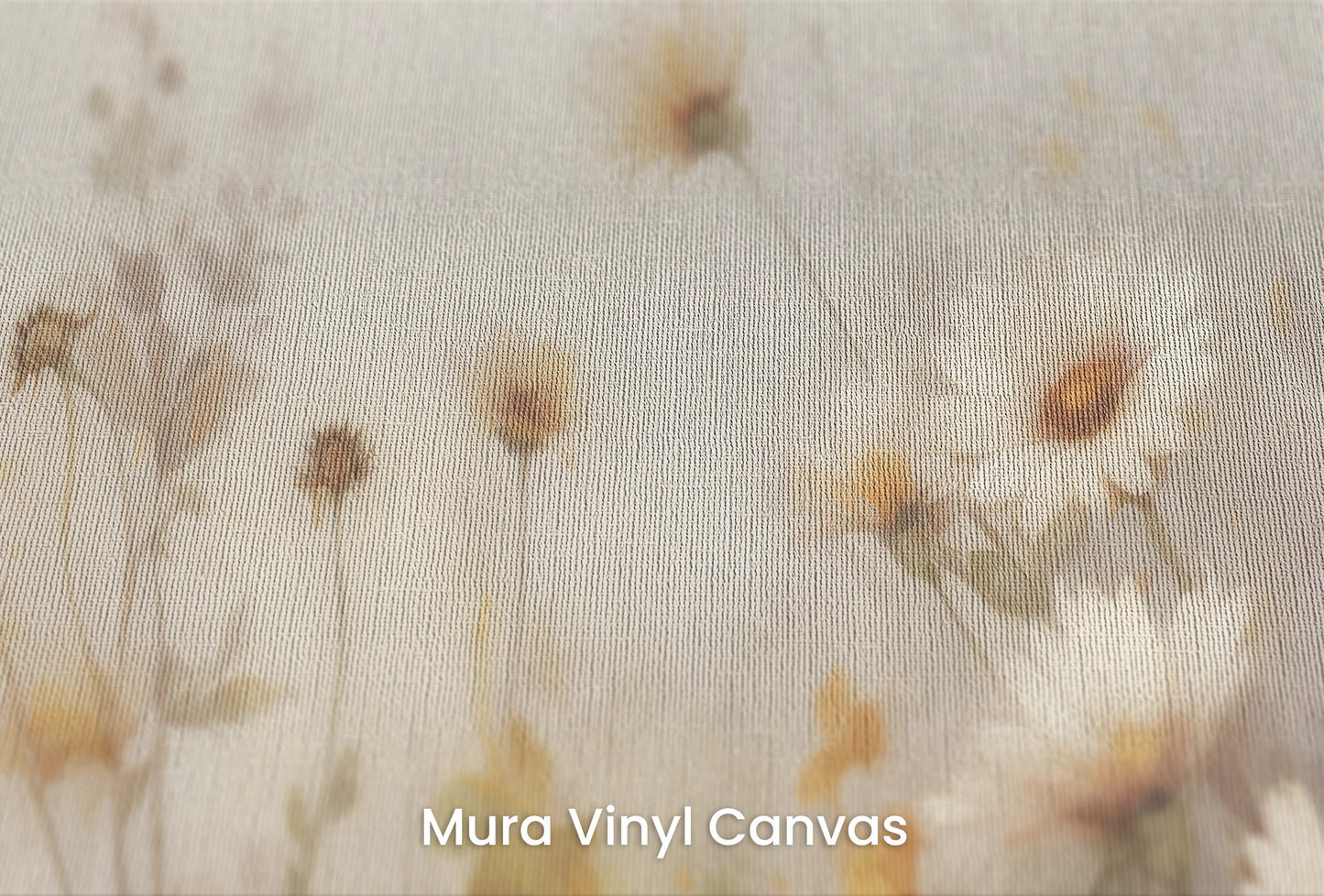 Zbliżenie na artystyczną fototapetę o nazwie Hazy Wildflowers na podłożu Mura Vinyl Canvas - faktura naturalnego płótna.