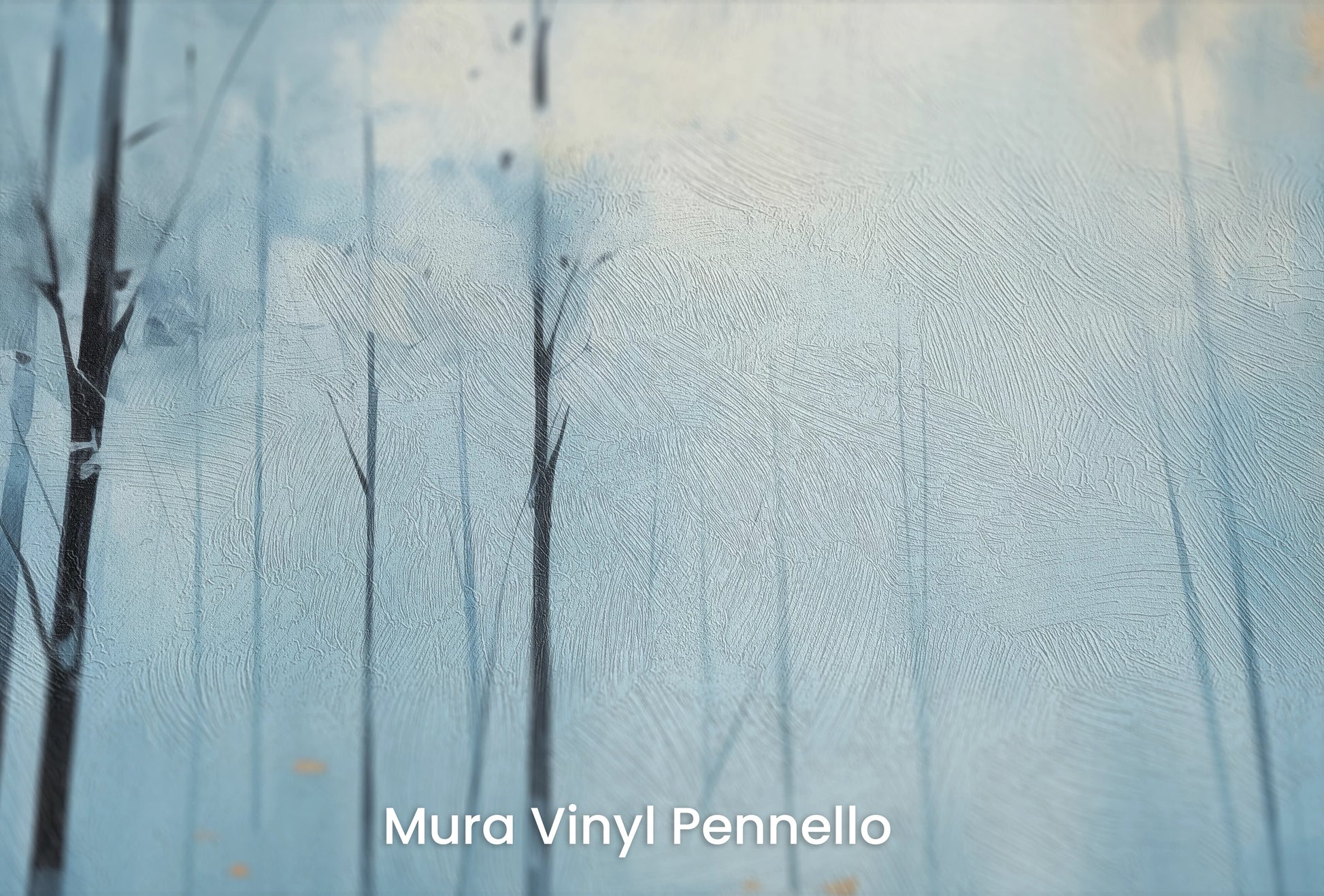 Zbliżenie na artystyczną fototapetę o nazwie Odbicia Jesieni na podłożu Mura Vinyl Pennello - faktura pociągnięć pędzla malarskiego.