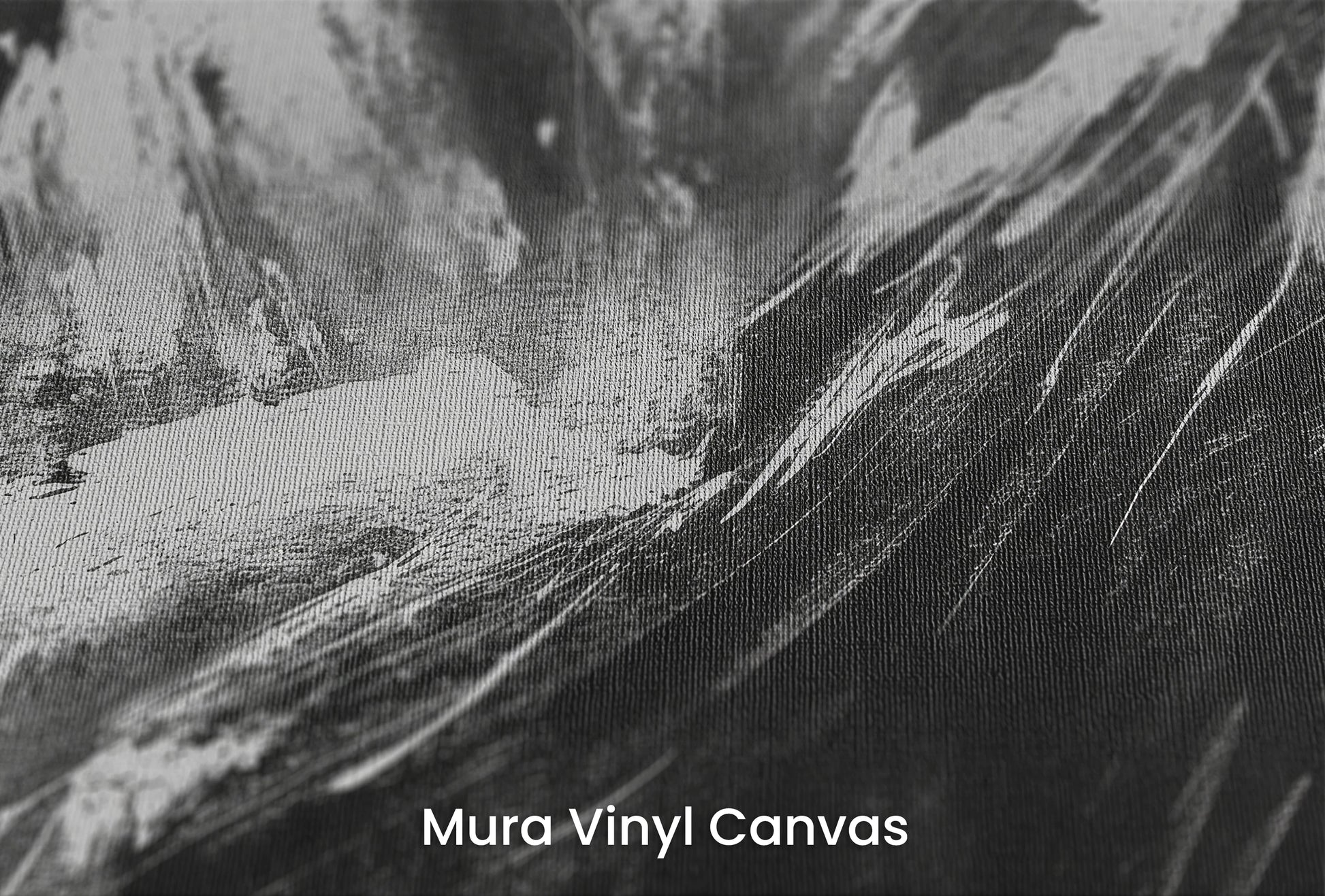 Zbliżenie na artystyczną fototapetę o nazwie Charcoal Peaks na podłożu Mura Vinyl Canvas - faktura naturalnego płótna.