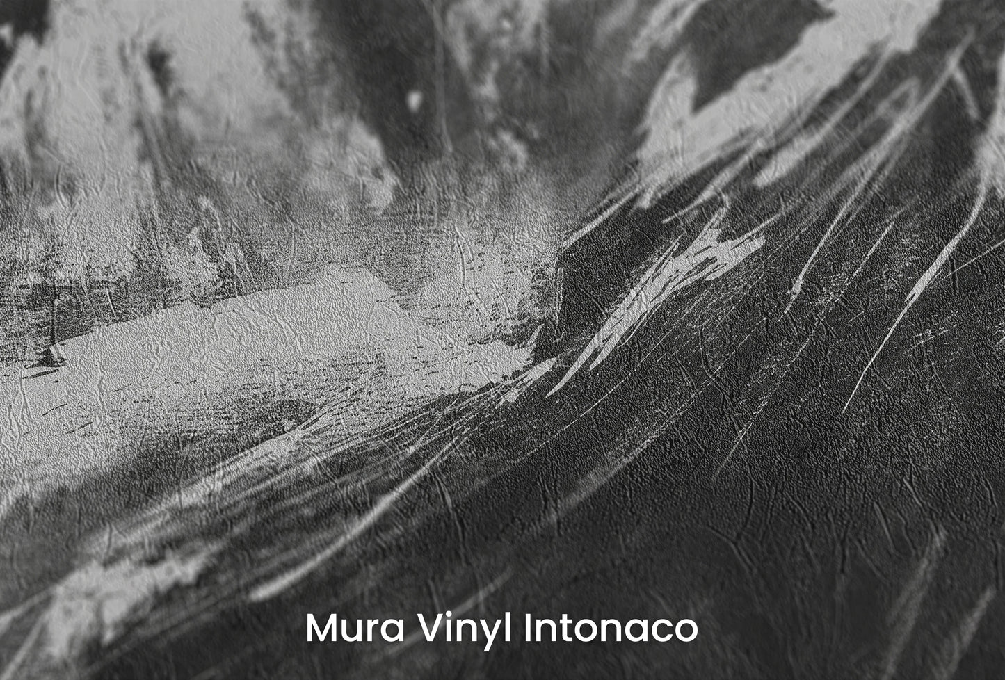 Zbliżenie na artystyczną fototapetę o nazwie Charcoal Peaks na podłożu Mura Vinyl Intonaco - struktura tartego tynku.