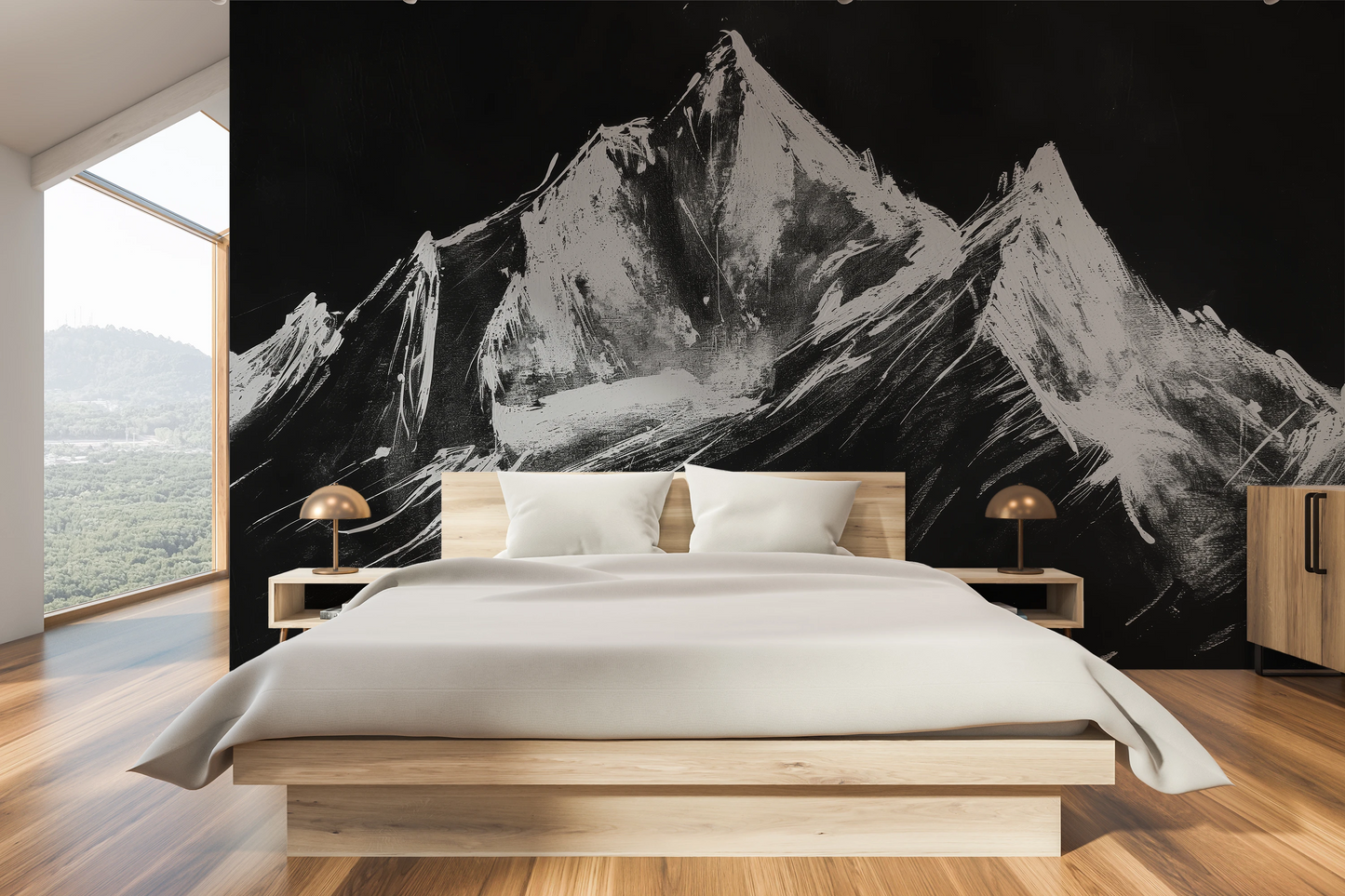 Fototapeta malowana o nazwie Charcoal Peaks pokazana w aranżacji wnętrza.